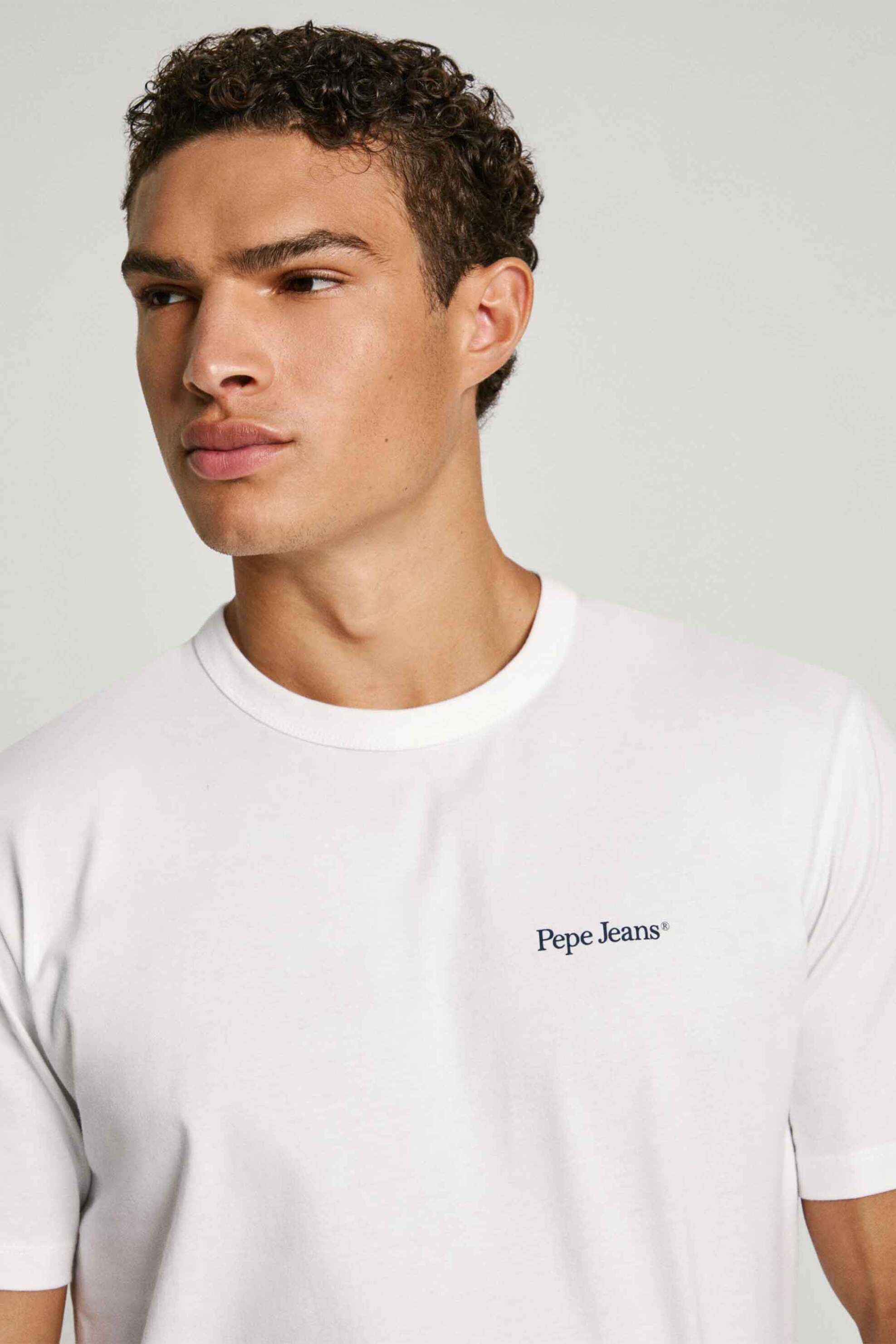 Pepe Jeans ανδρικό T-shirt με graphic logo print στο πίσω μέρος Regular Fit - PM509431 Λευκό φωτογραφία