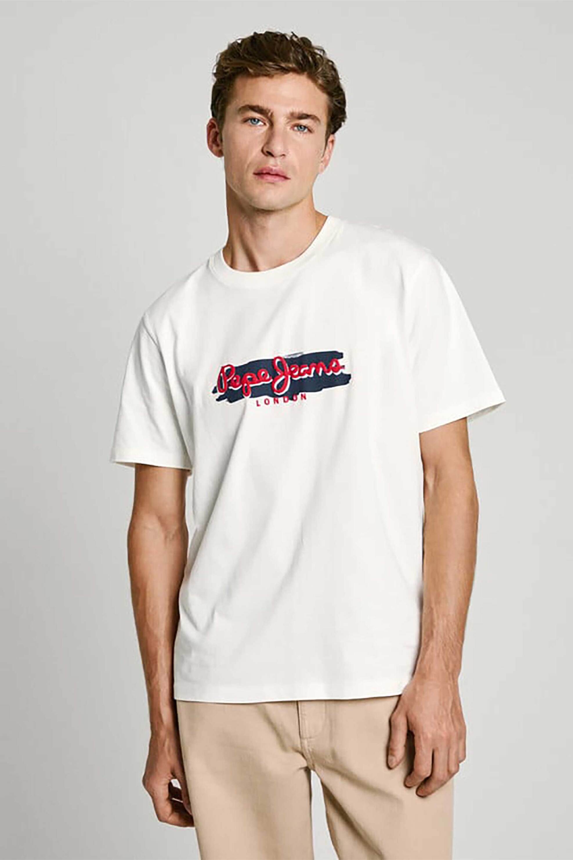 PEPE JEANS Pepe Jeans ανδρικό T-shirt με contrast logo print Regular Fit - PM509713 Λευκό