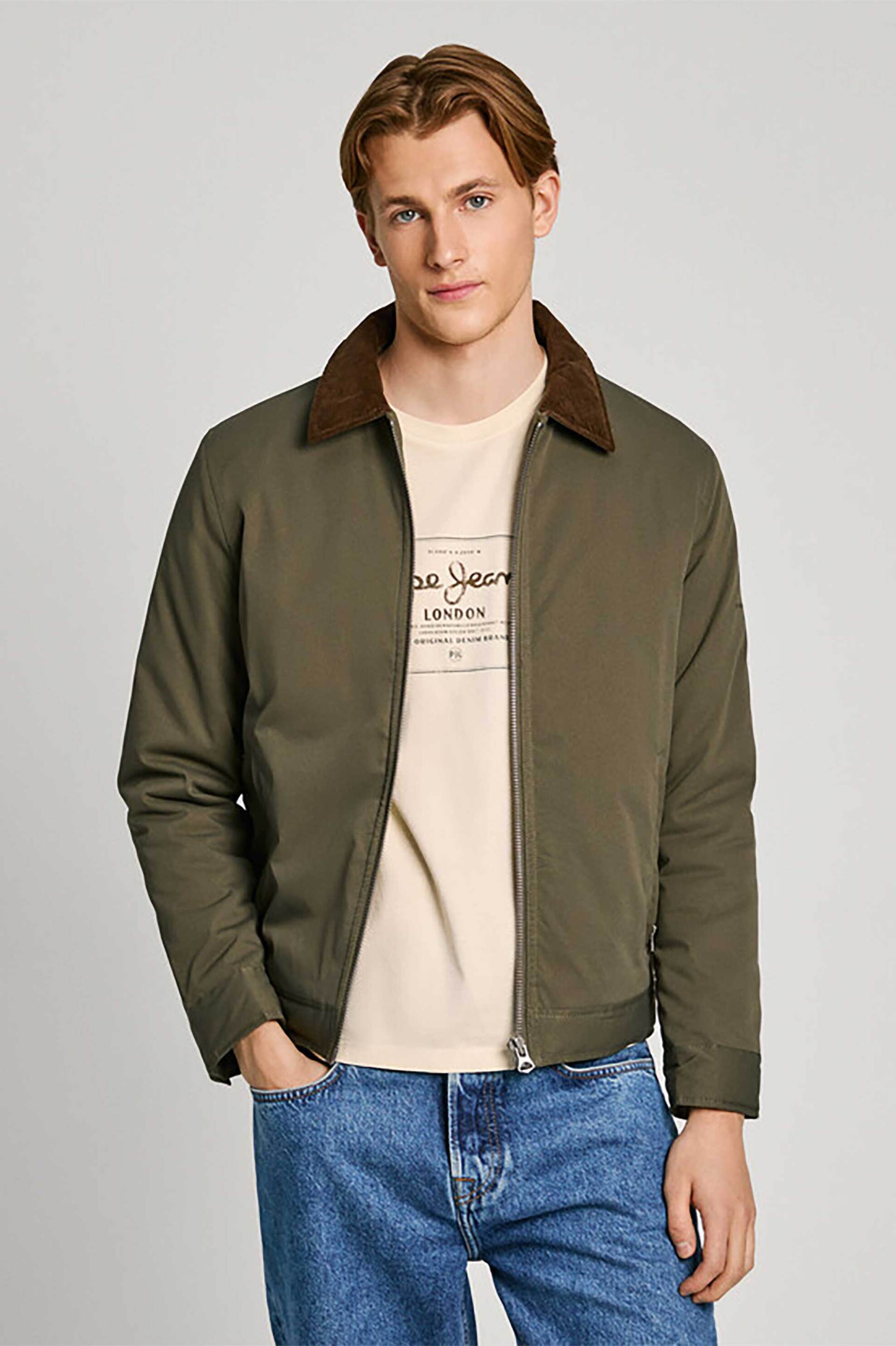 PEPE JEANS Pepe Jeans ανδρικό jacket με contrast λεπτομέρεια και λογότυπο - PM403006 Λαδί