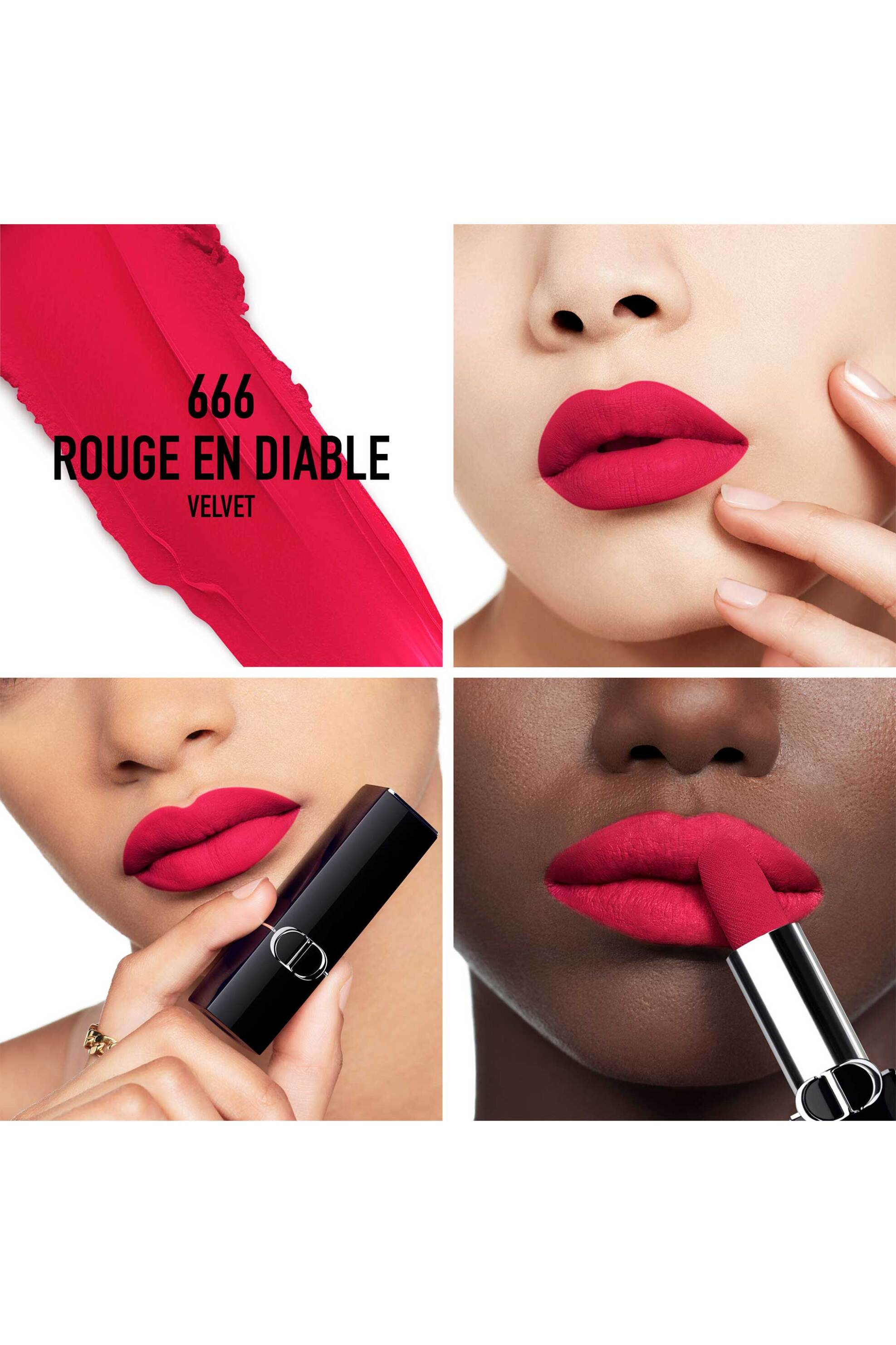 Dior Rouge Dior Lipstick - Comfort and Long Wear - Hydrating Floral Lip Care 666 Rouge en Diable Velvet Finish φωτογραφία