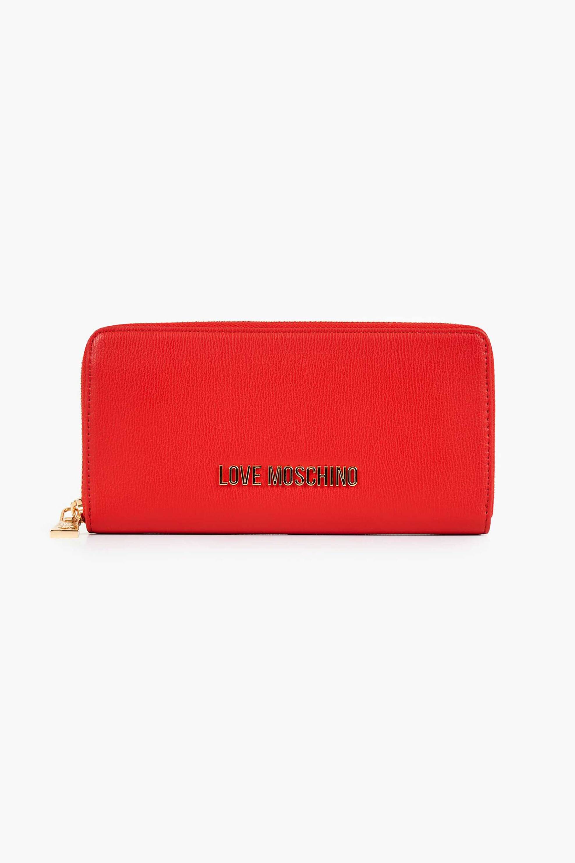Love Moschino γυναικείο πορτοφόλι μονόχρωμο με μεταλλικό λογότυπο - JC5700PP1ILD0 Κόκκινο