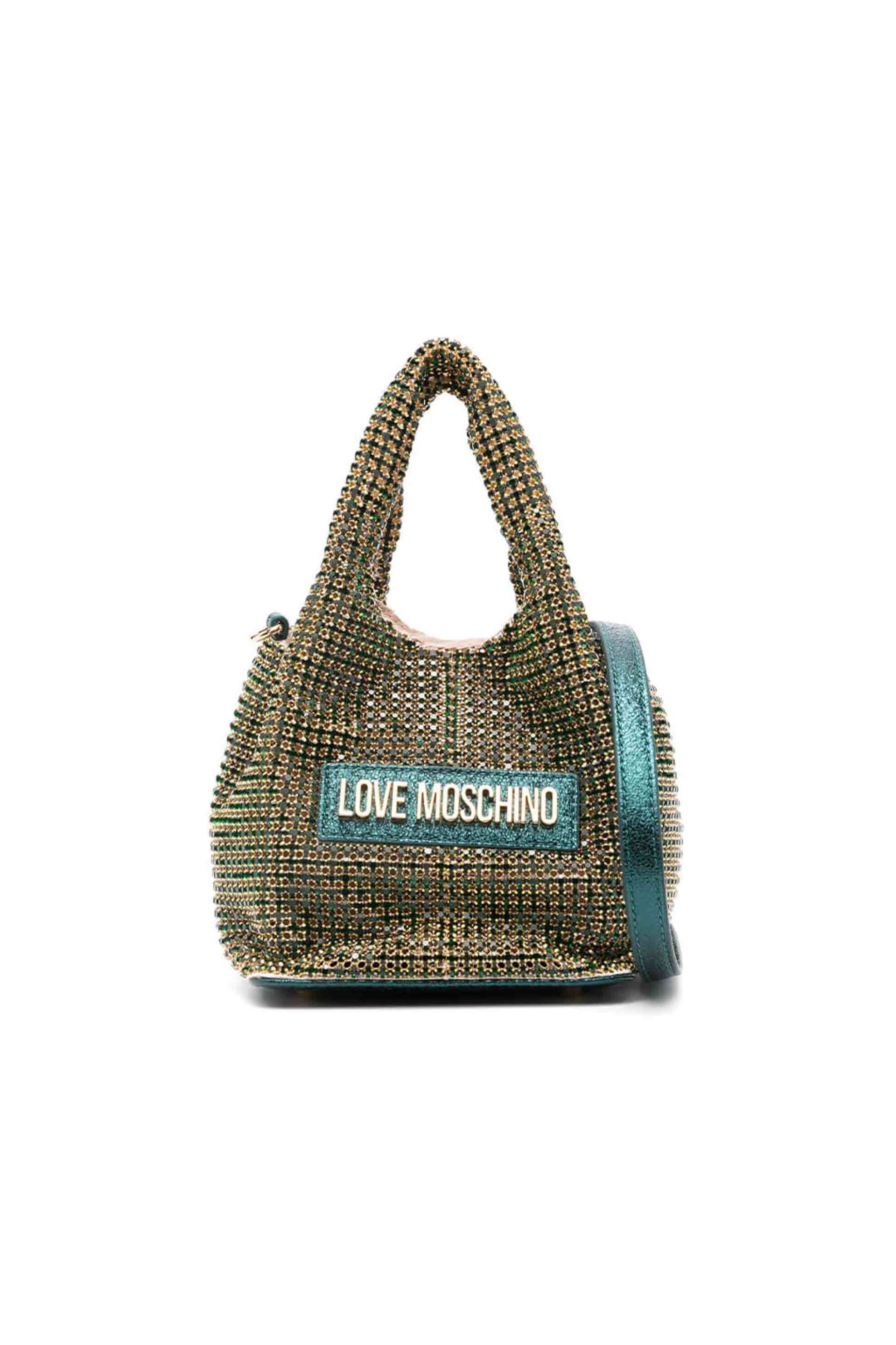 Love Moschino Love Moschino γυναικείο mini bag με διακοσμητικές πέτρες και ανάγλυφο μεταλλικό logo - JC4044PP1LLP1 Πράσινο 2025