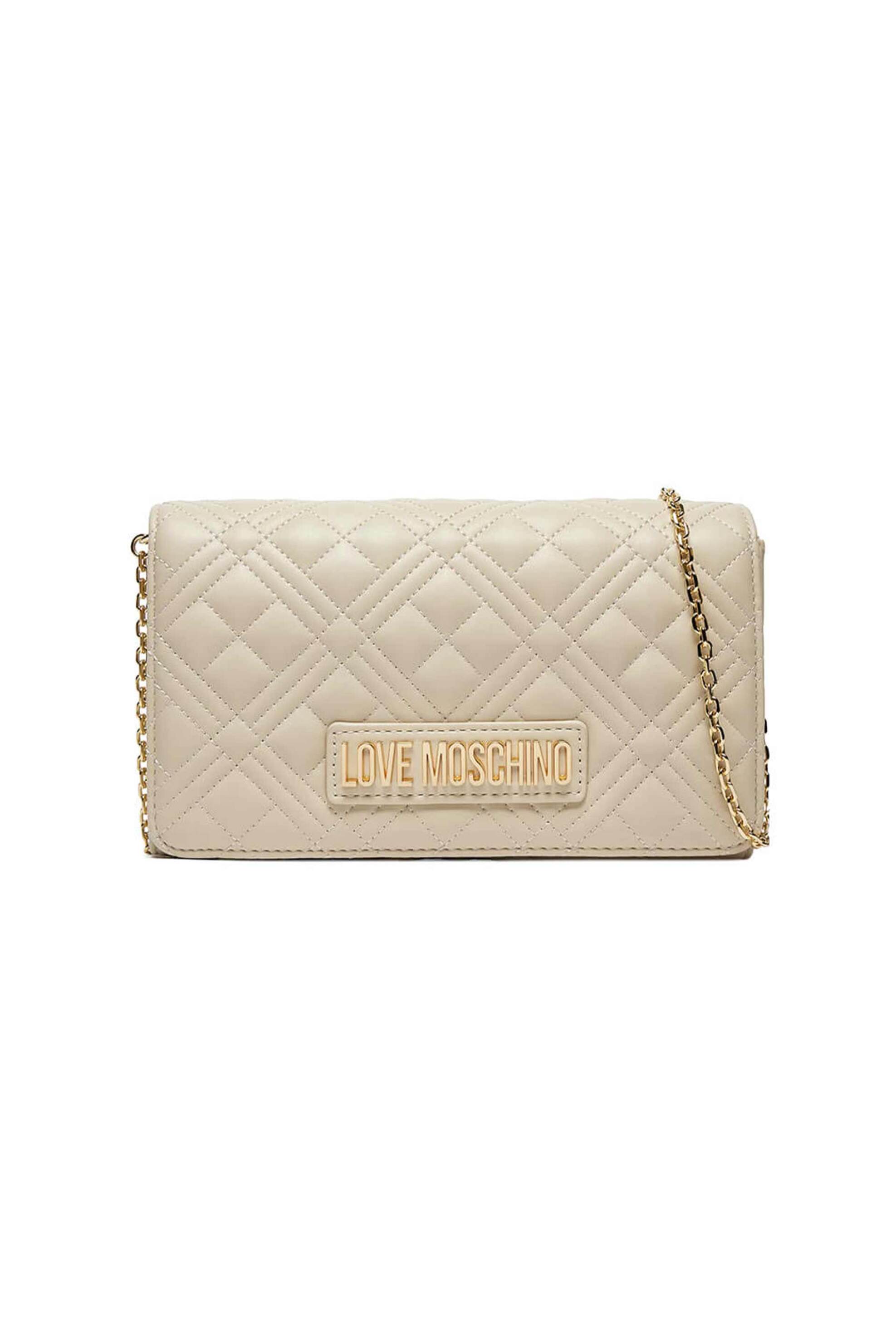 Love Moschino Love Moschino γυναικεία τσάντα crossbody με καπιτονέ σχέδιο και μεταλλικό λογότυπο - JC4079PP1LLA0 Εκρού 2025