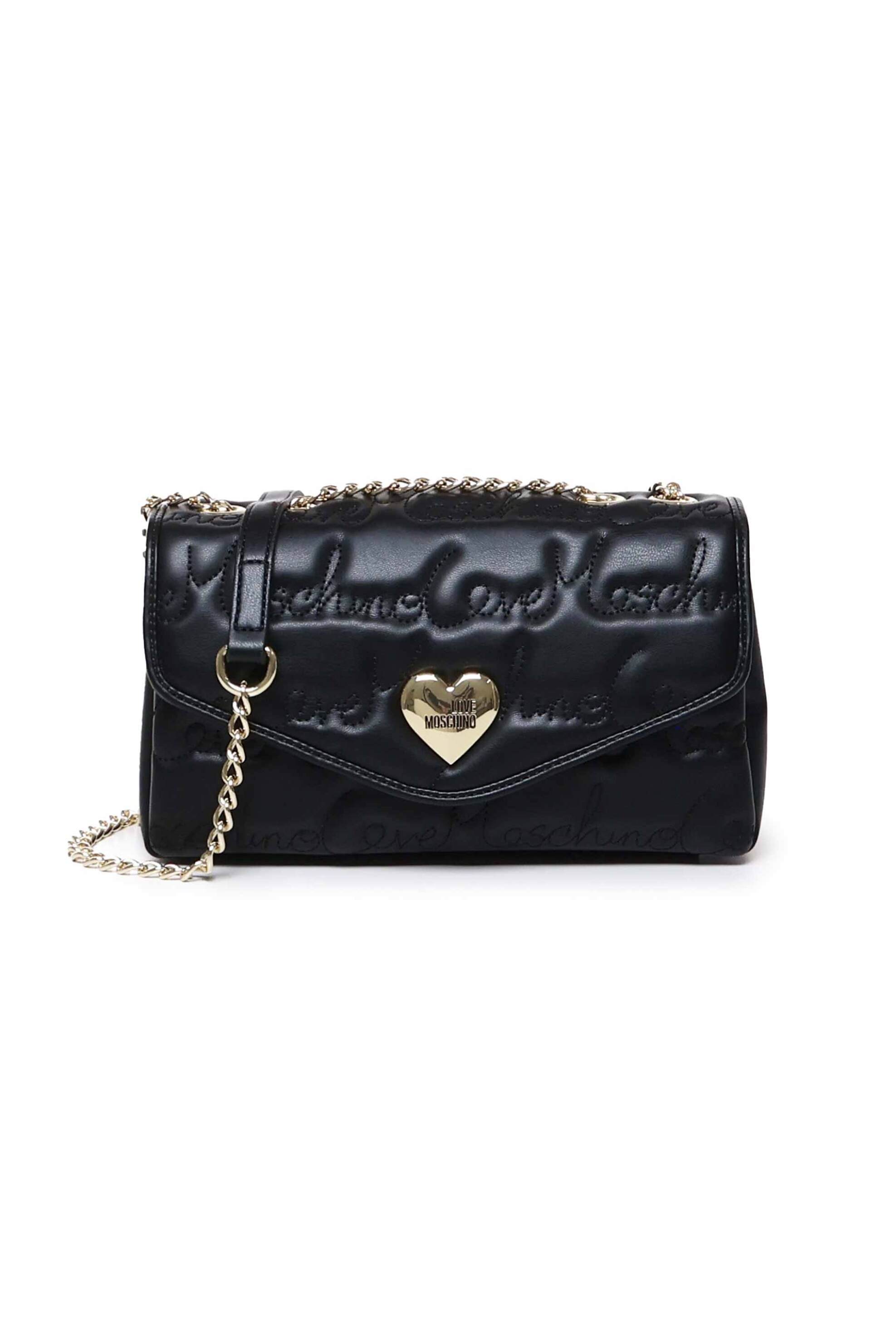 Love Moschino Love Moschino γυναικεία τσάντα ώμου με ανάγλυφο lettering και μεταλλικό σχέδιο με λογότυπο - JC4125PP1LLJ0 Μαύρο 2025