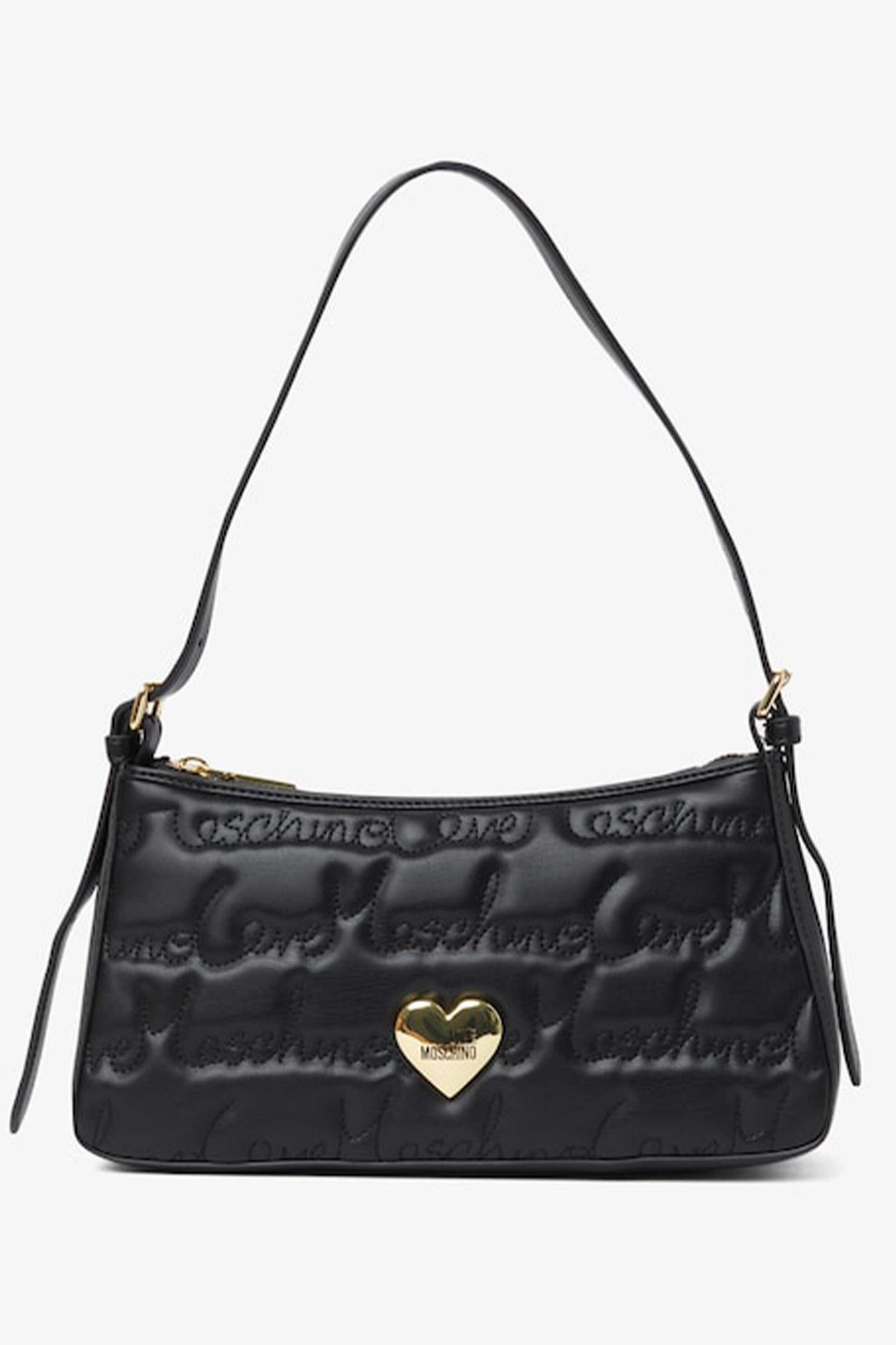 Love Moschino Love Moschino γυναικεία τσάντα ώμου hobo με ανάγλυφο lettering και μεταλλικό σχέδιο με λογότυπο - JC4126PP1LLJ0 Μαύρο 2025