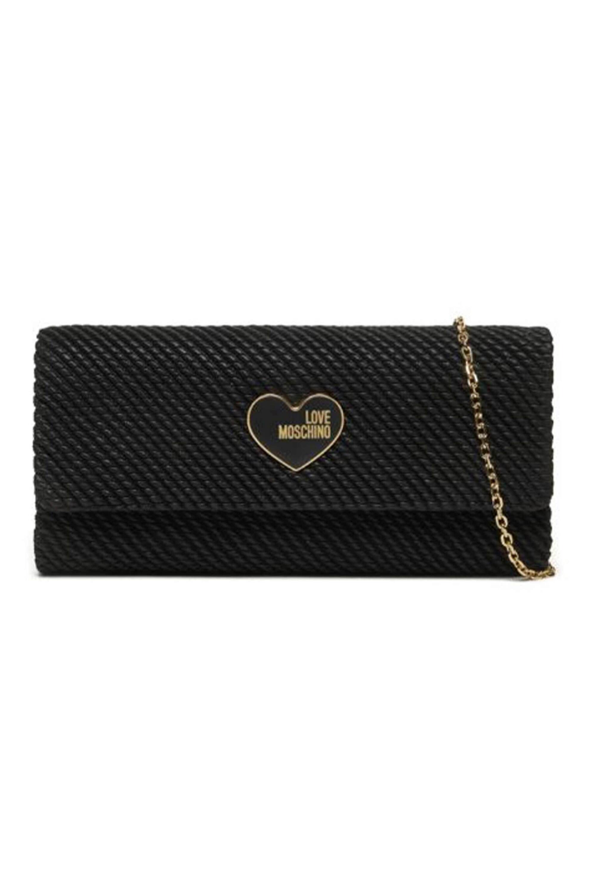 LOVE MOSCHINO Love Moschino γυναικεία τσάντα clutch με πλεκτό σχέδιο και μεταλλικό λογότυπο - JC4142PP1LLN1 Μαύρο