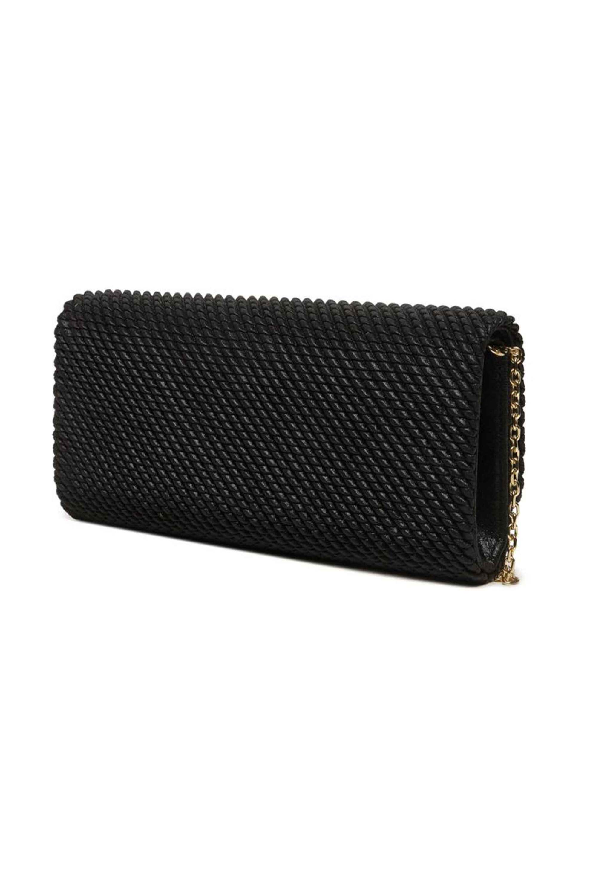 Love Moschino γυναικεία τσάντα clutch με πλεκτό σχέδιο και μεταλλικό λογότυπο - JC4142PP1LLN1 Μαύρο φωτογραφία