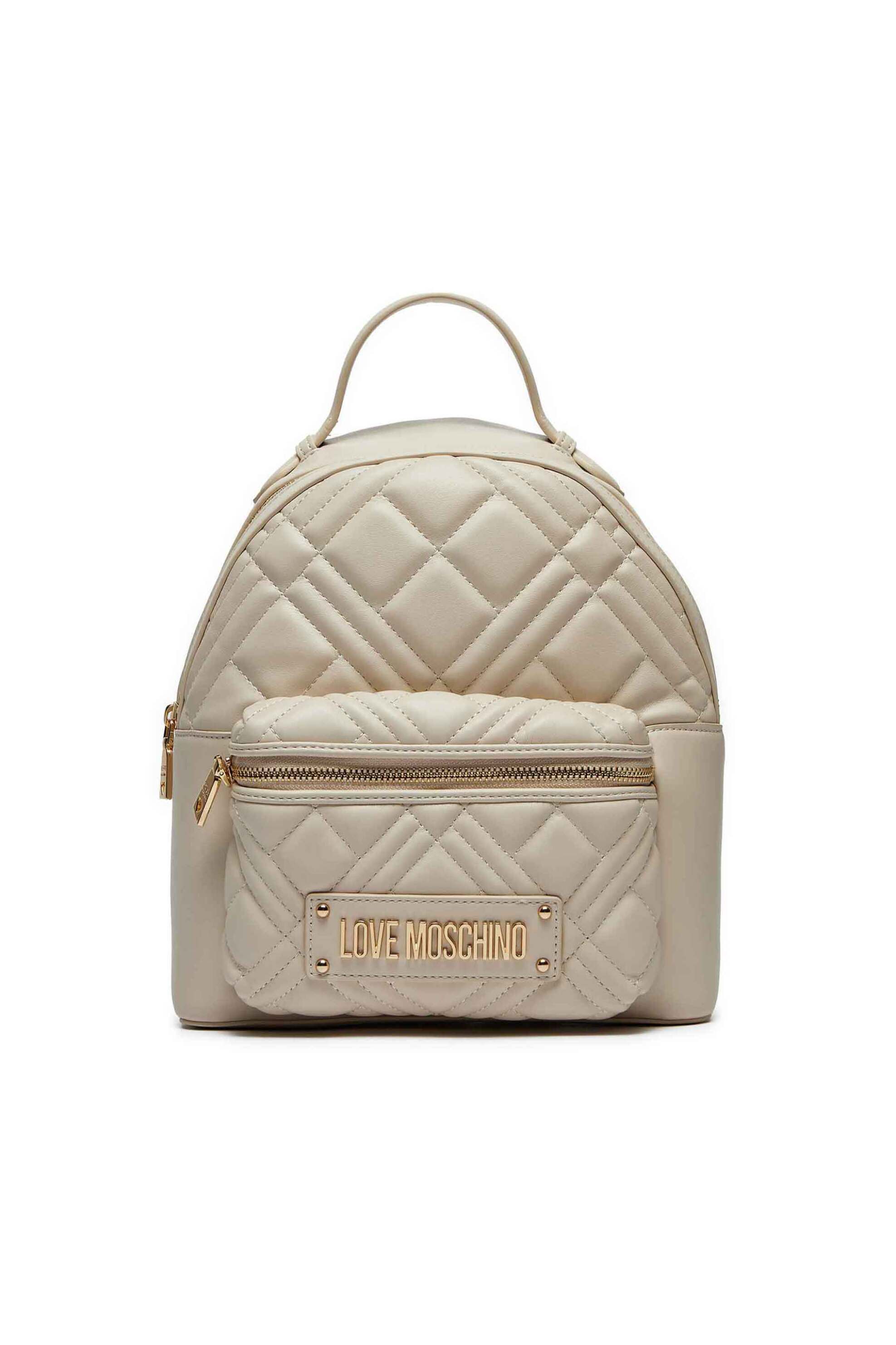 Love Moschino γυναικείο backpack με καπιτονέ σχέδιο και μεταλλικό λογότυπο - JC4148PP1LLA0 Εκρού φωτογραφία