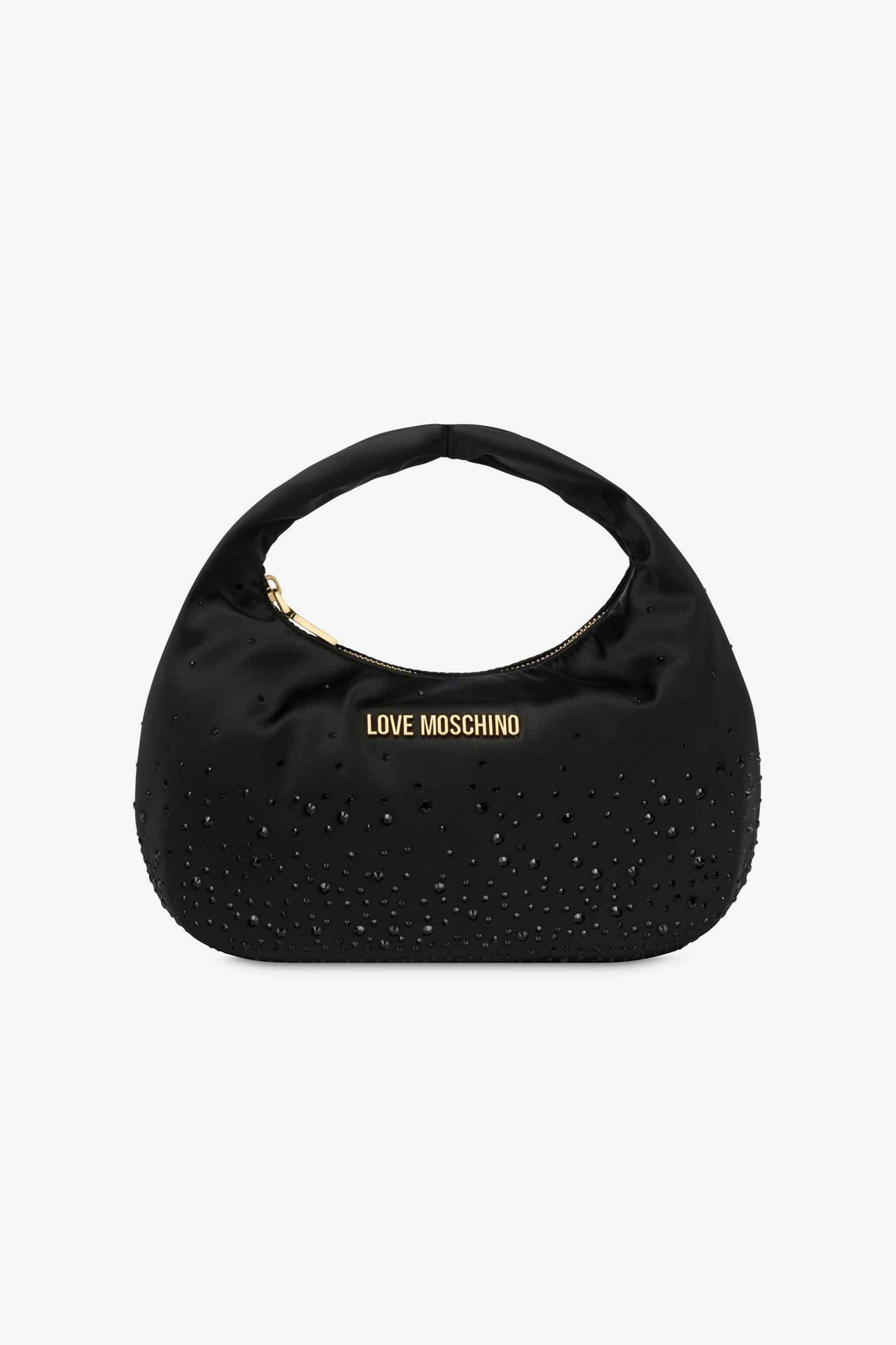 Love Moschino Love Moschino γυναικεία satin τσάντα hobo με strass - JC4070PP1LLC1 Μαύρο 2025