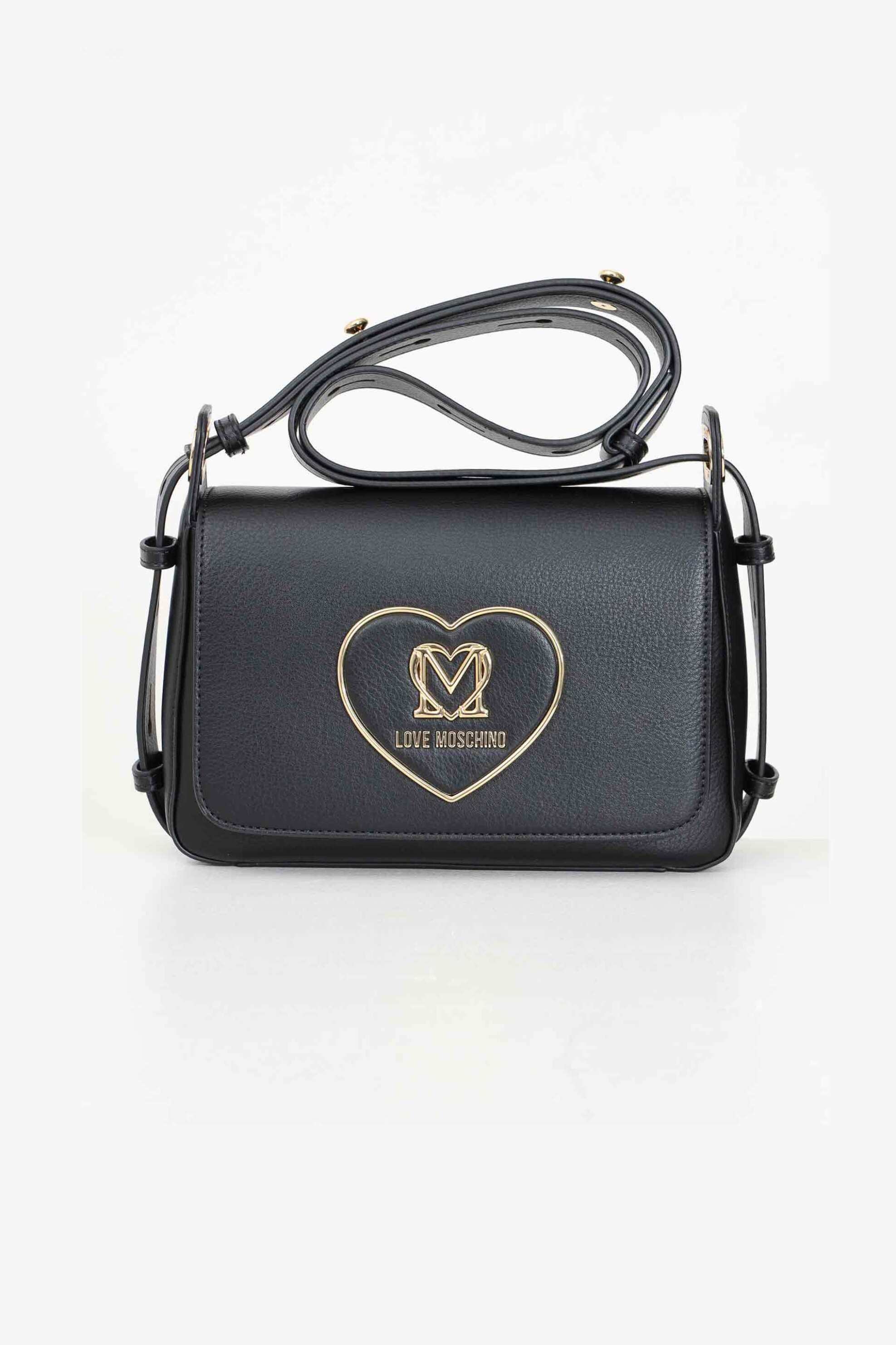 Love Moschino Love Moschino γυναικεία τσάντα crossbody με μεταλλικό σχέδιο σε σχήμα καρδιάς και λογότυπο - JC4120PP1LLB0 Μαύρο 2025