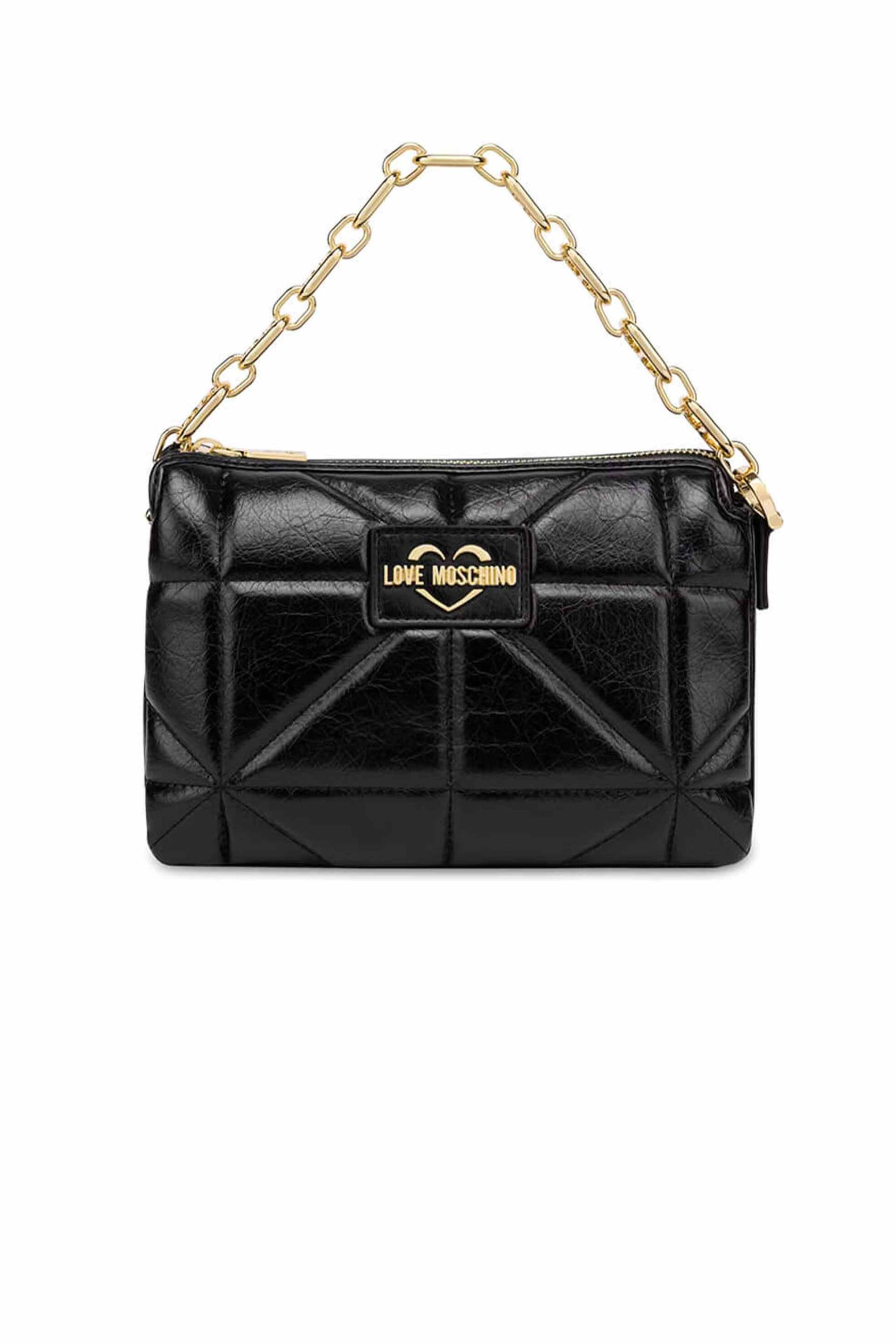 Love Moschino Love Moschino γυναικεία τσάντα crossbody με ανάγλυφο σχέδιο, μεταλλικές λεπτομέρειες και λογότυπο - JC4152PP1LLQ0 Μαύρο 2025