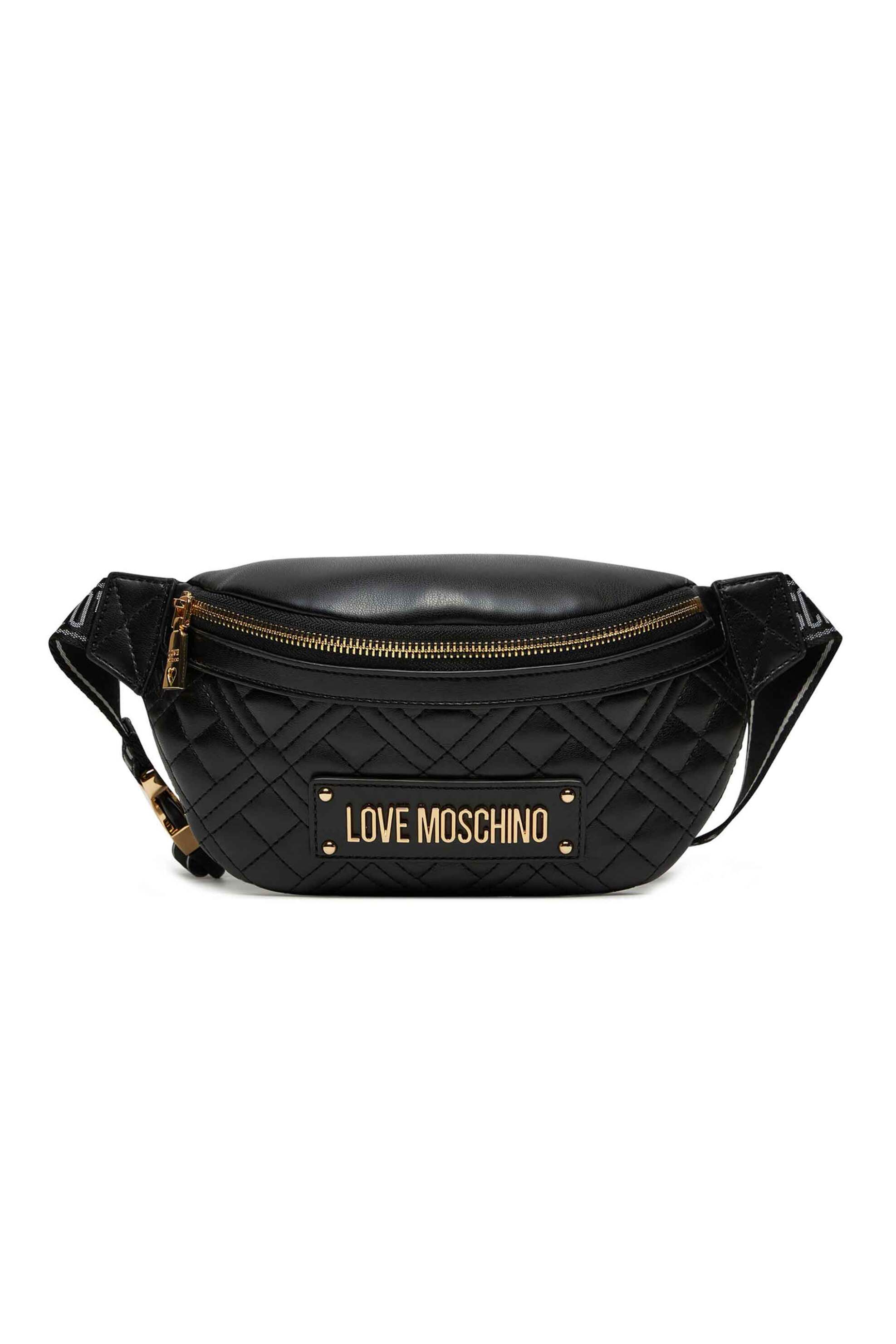 Love Moschino Love Moschino γυναικείο τσαντάκι μέσης καπιτονέ με μεταλλικό logo - JC4003PP0LLA0 Μαύρο 2025