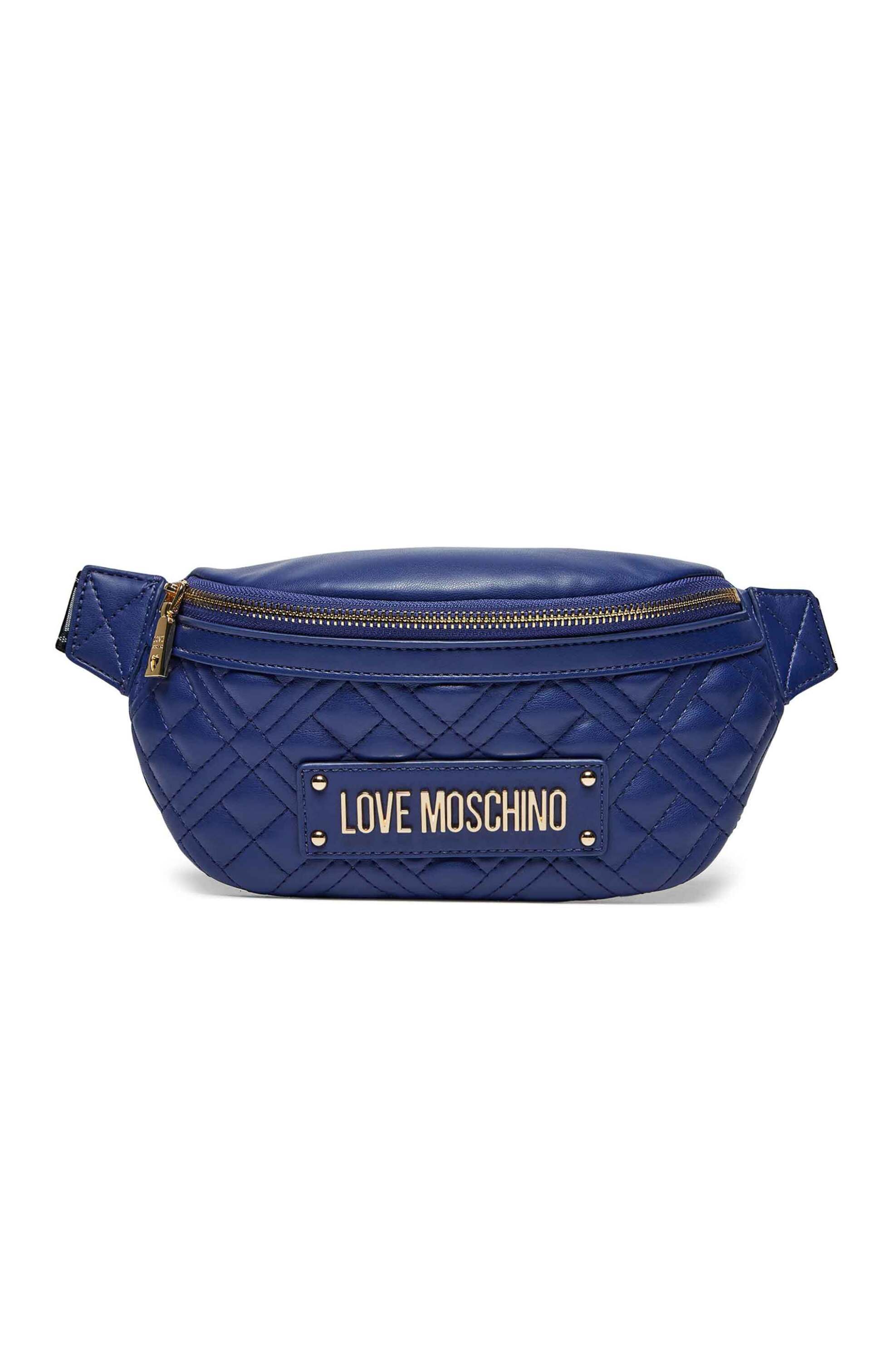 Love Moschino Love Moschino γυναικείο τσαντάκι μέσης καπιτονέ με μεταλλικό logo - JC4003PP0LLA0 Μπλε 2025