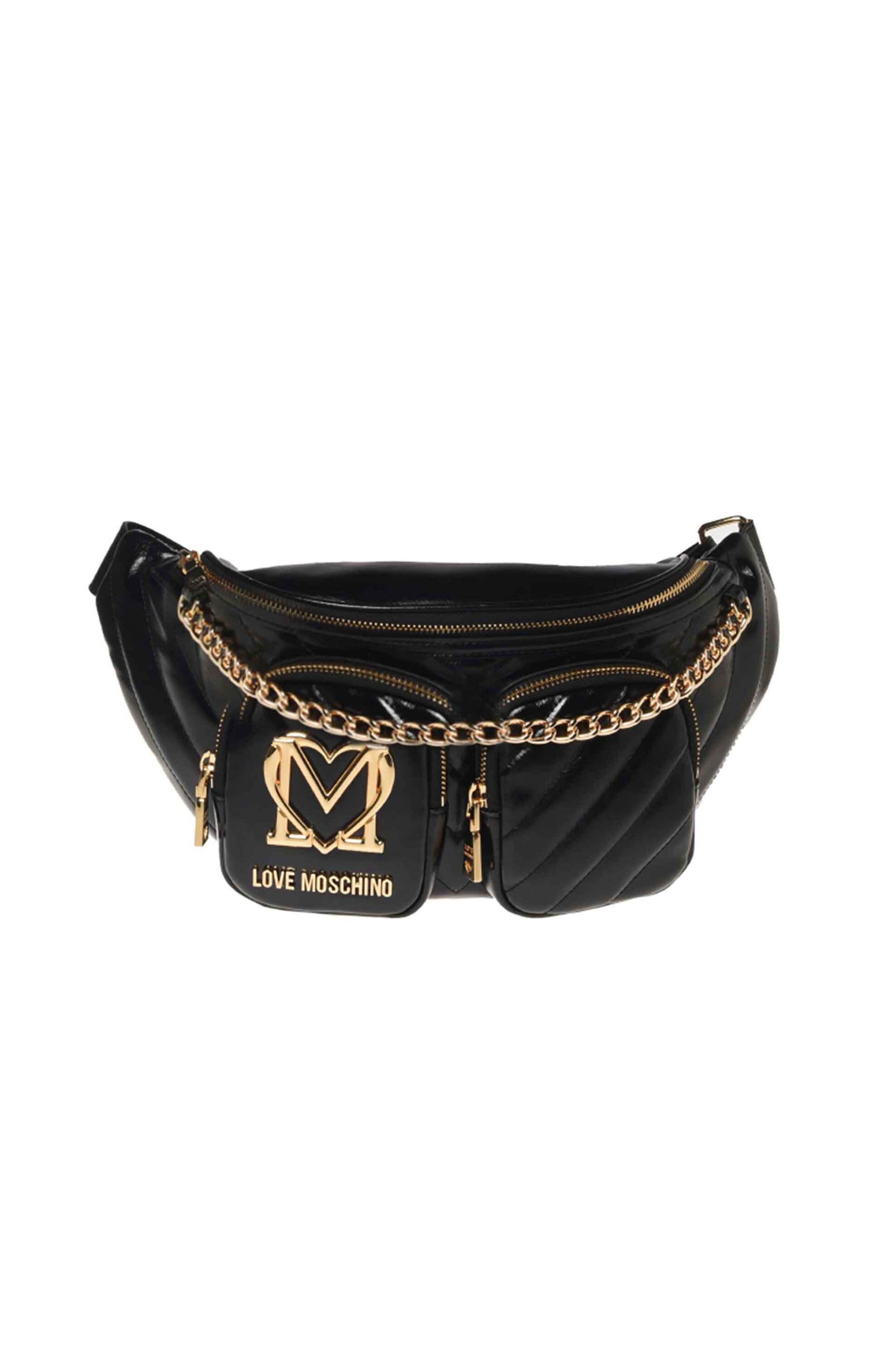 Love Moschino Love Moschino γυναικείο τσαντάκι μέσης καπιτονέ με μεταλλικό logo - JC4323PP0LKM0 Μαύρο 2025