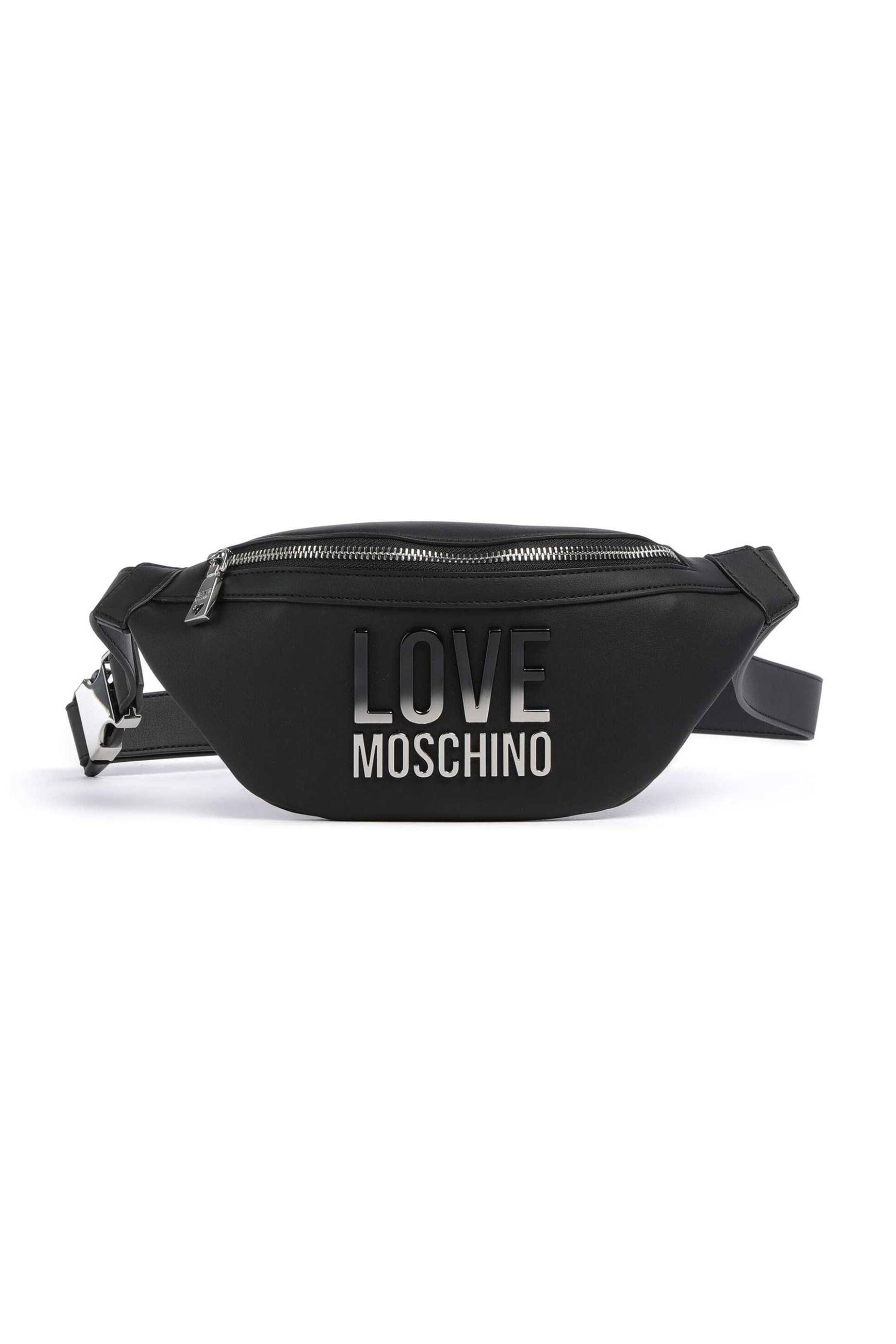 LOVE MOSCHINO Love Moschino γυναικείο τσαντάκι μέσης με ανάγλυφο μεταλλικό λογότυπο - JC4259PP0MKD0 Μαύρο