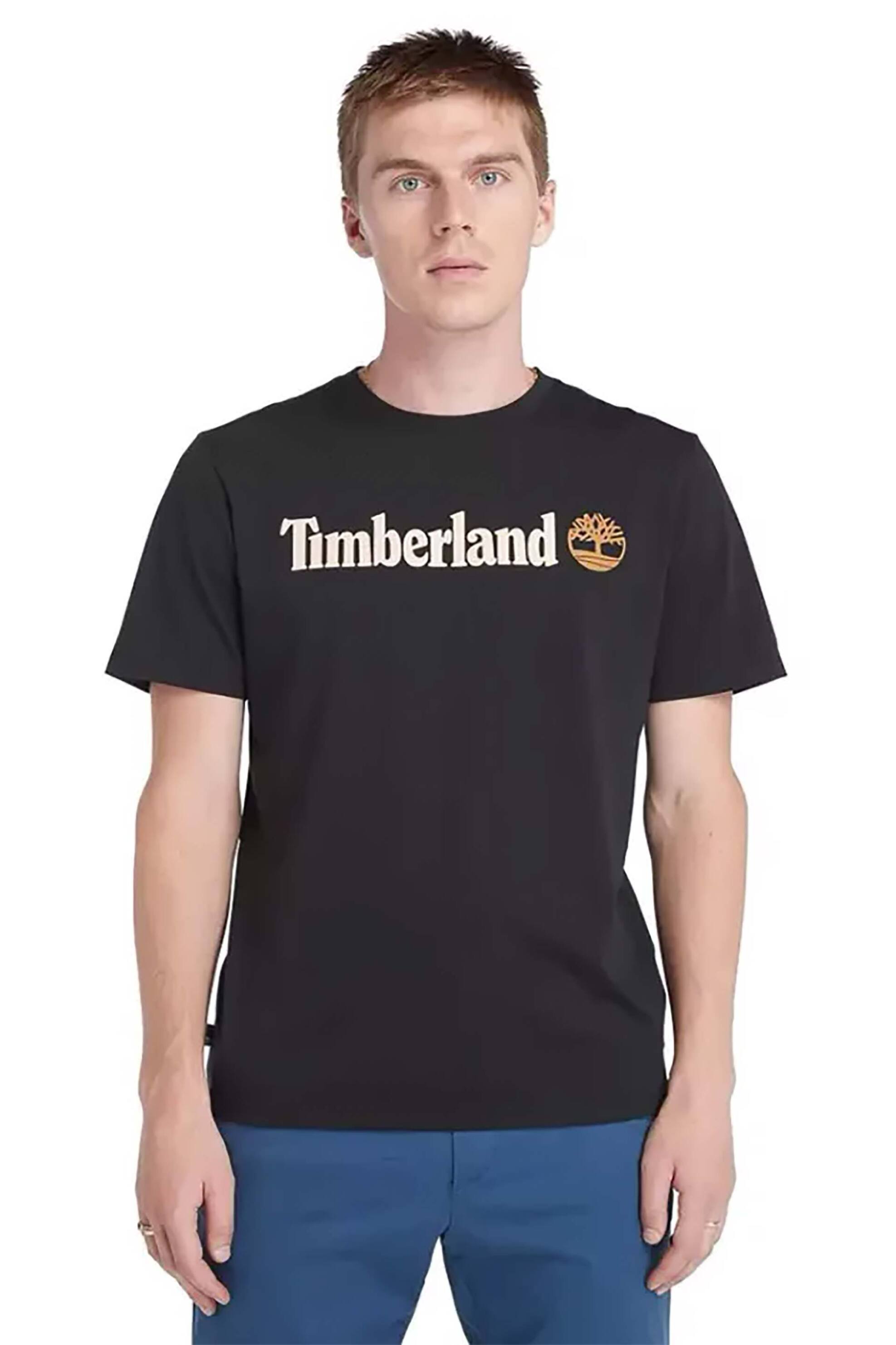 TIMBERLAND Timberland ανδρικό T-Shirt με logo print '' Linear Logo'' - TB0A5UPQ0011 Μαύρο