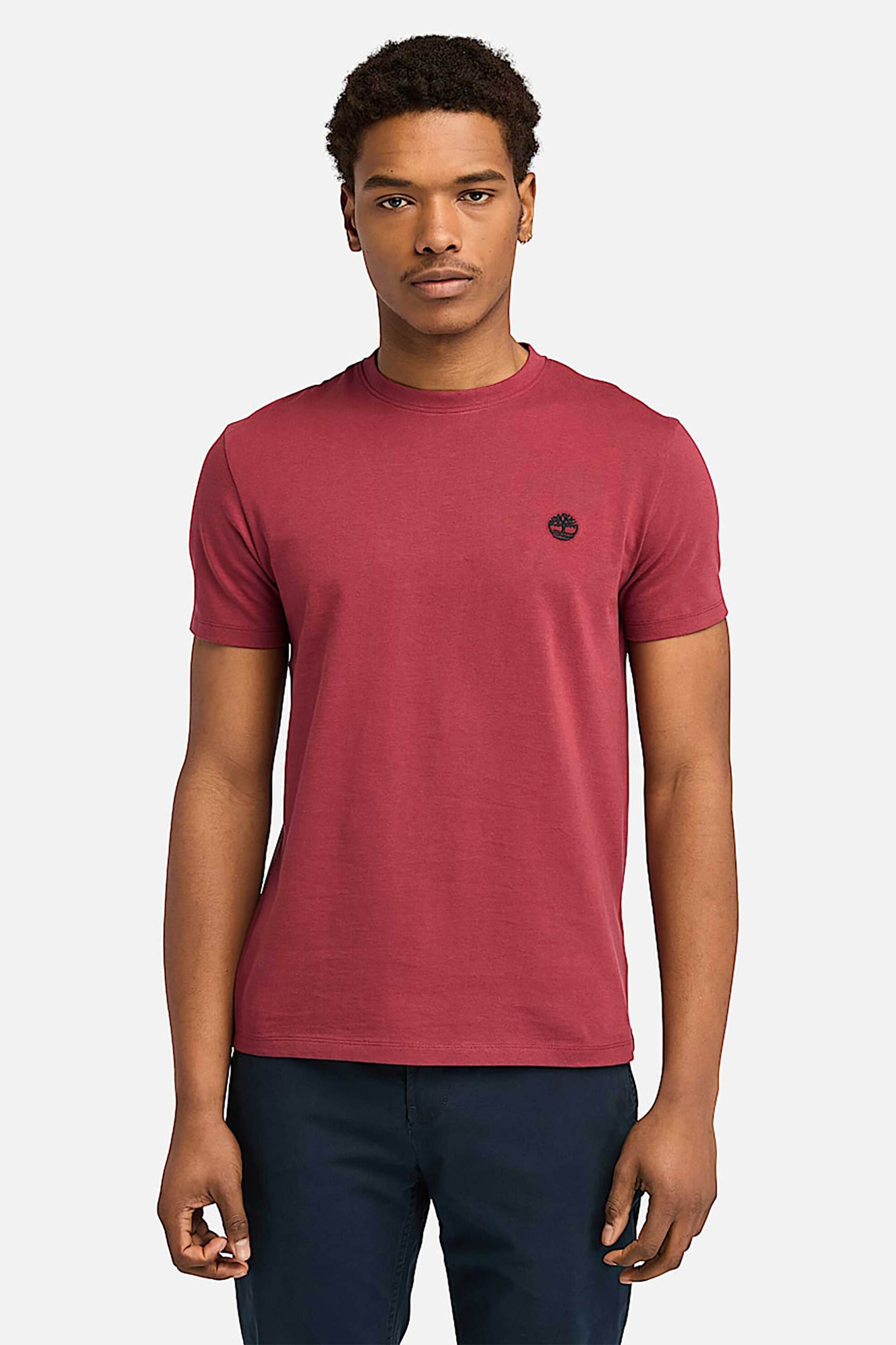 TIMBERLAND Timberland ανδρικό T-shirt με κεντημένο λογότυπο Slim Fit - TB0A2BPR6001 Μπορντό