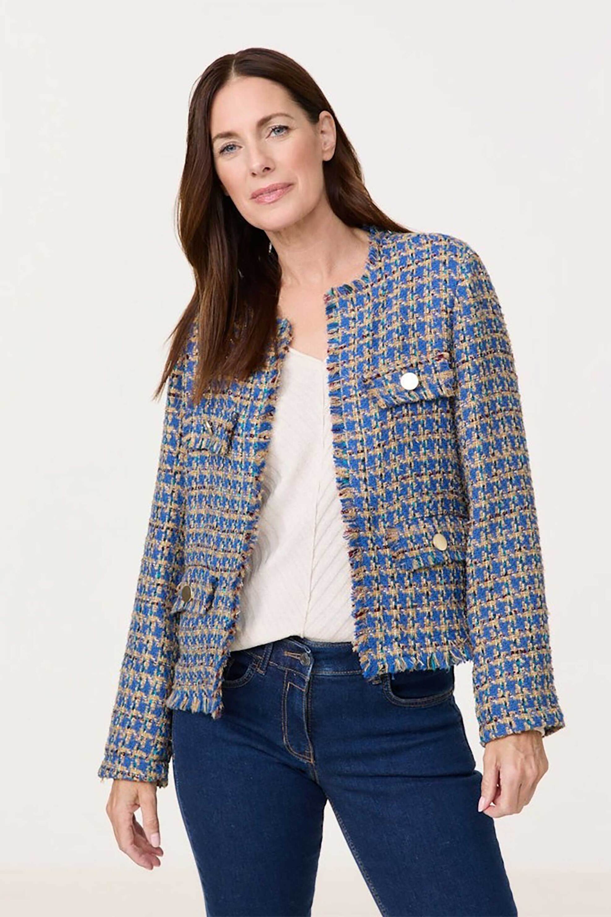 GERRY WEBER Gerry Weber γυναικείο σακάκι tweed - 430017-31316 Μπλε 2025