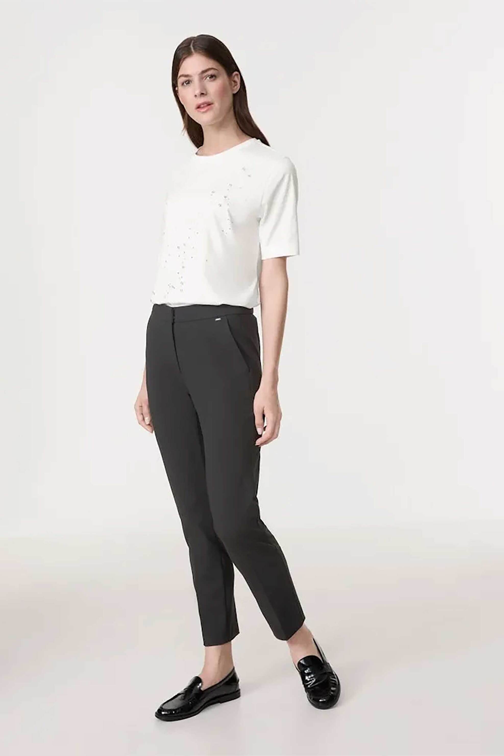 GERRY WEBER Gerry Weber γυναικείο ψηλόμεσο παντελόνι cropped μονόχρωμο - 322035-66260 Μαύρο 2025