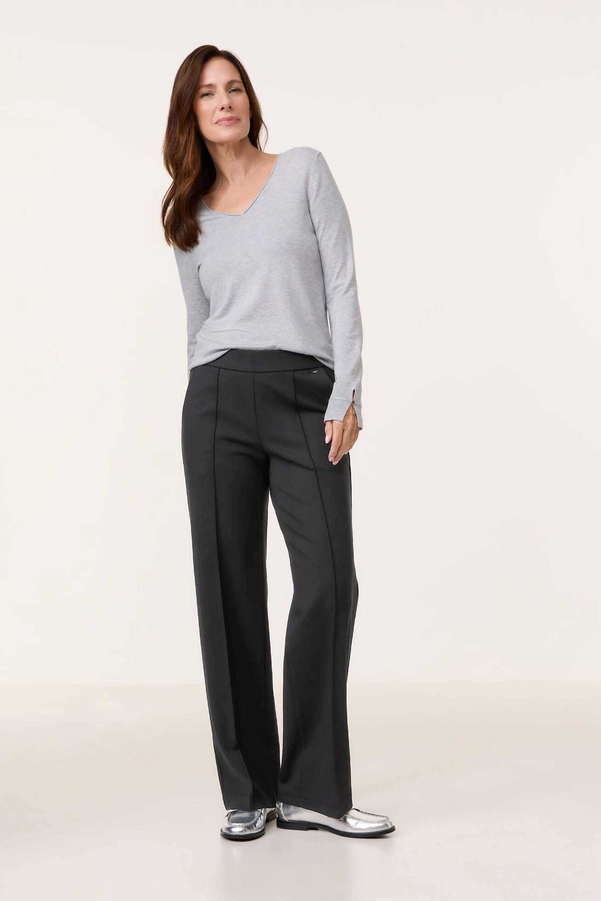 GERRY WEBER Gerry Weber γυναικείο παντελόνι μονόχρωμο Wide Leg - 925053-66211 Μαύρο 2025