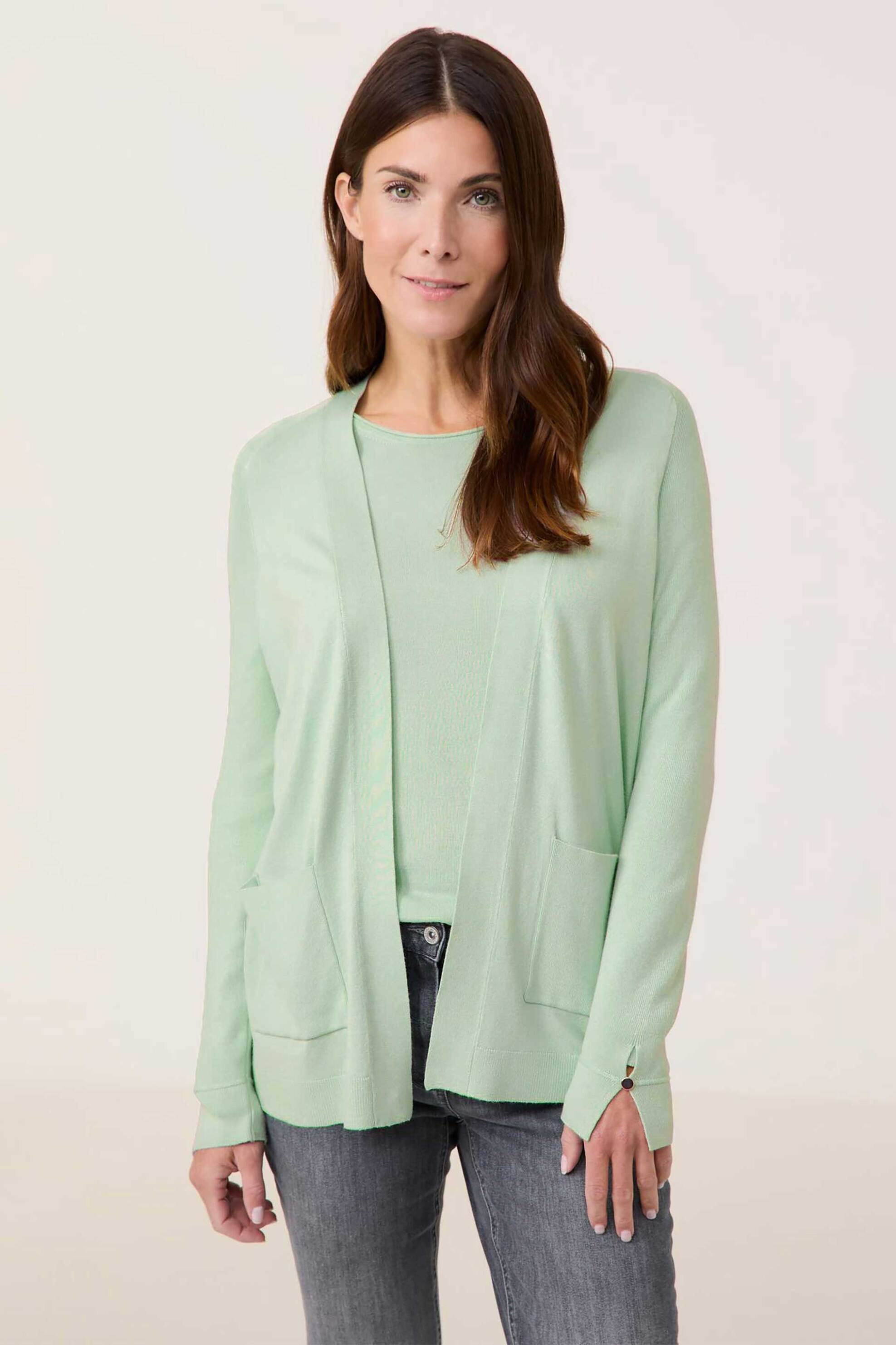 GERRY WEBER Gerry Weber γυναικεία πλεκτή ζακέτα μονόχρωμη - 935043-44727 Πράσινο Ανοιχτό 2025