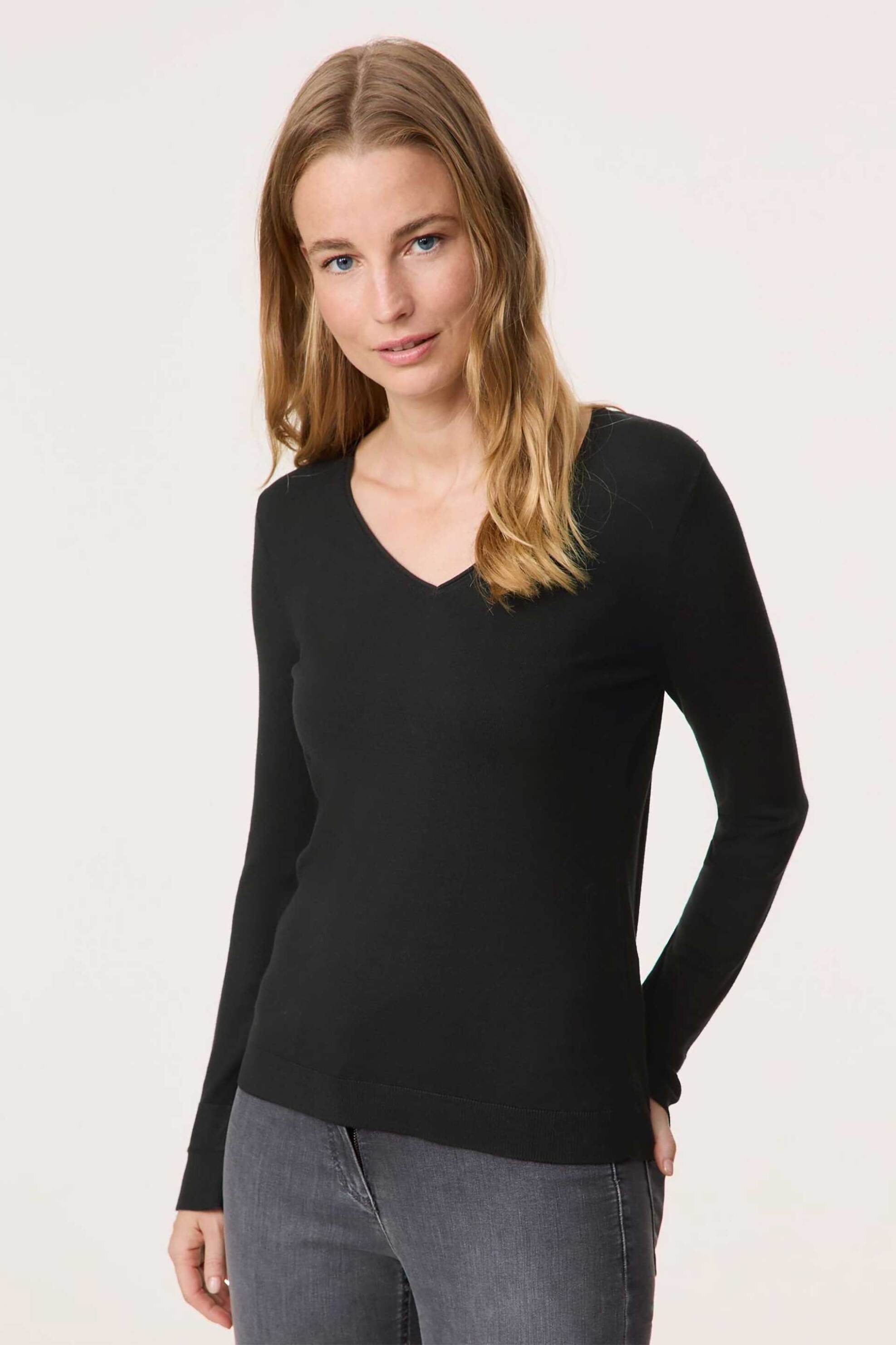 GERRY WEBER Gerry Weber γυναικεία πλεκτή μπλούζα μονόχρωμη - 978062-44727 Μαύρο 2025