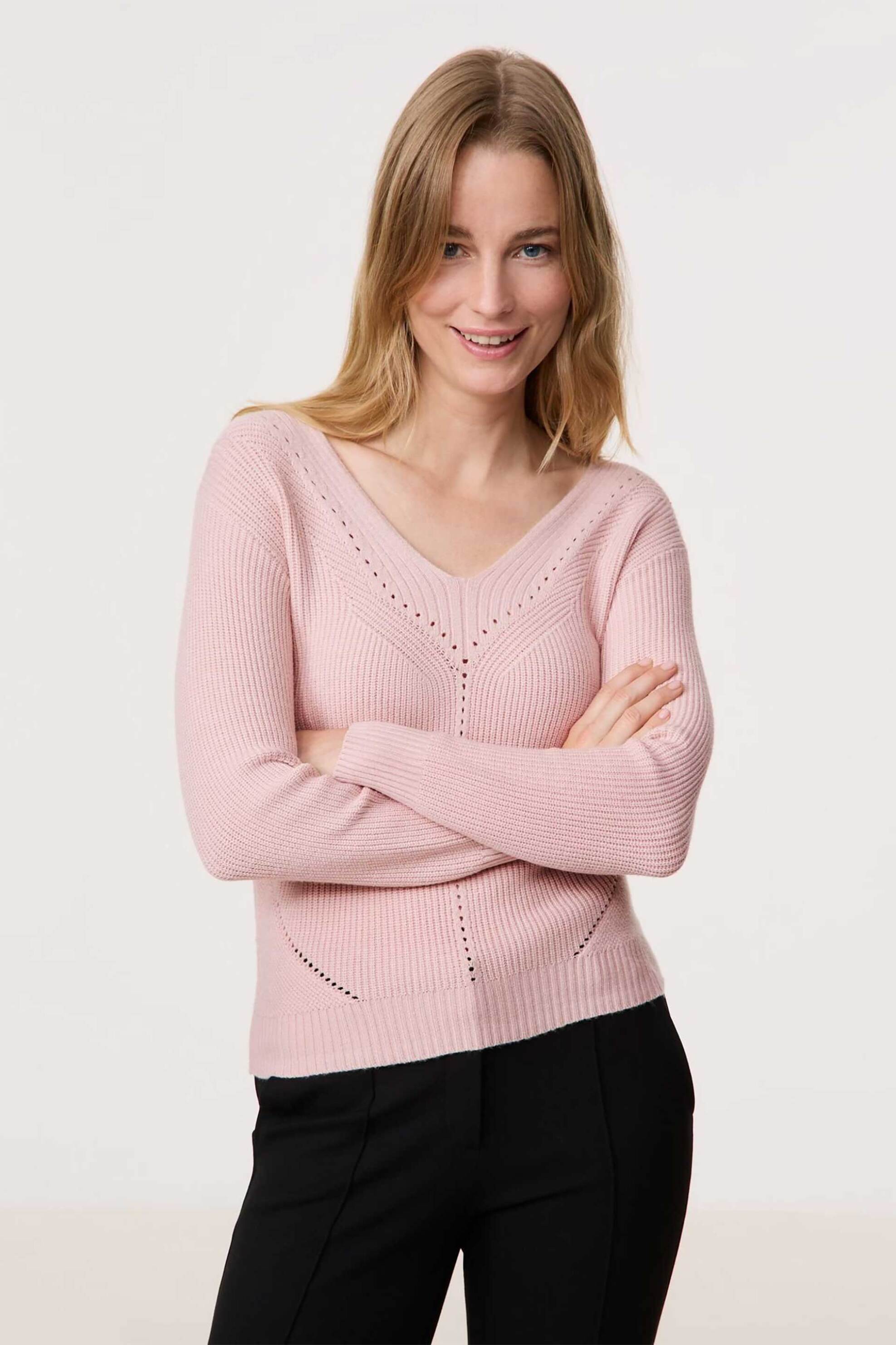 GERRY WEBER Gerry Weber γυναικεία πλεκτή μπλούζα με διάτρητο σχέδιο - 370500-44700 Ροζ Ανοιχτό 2025