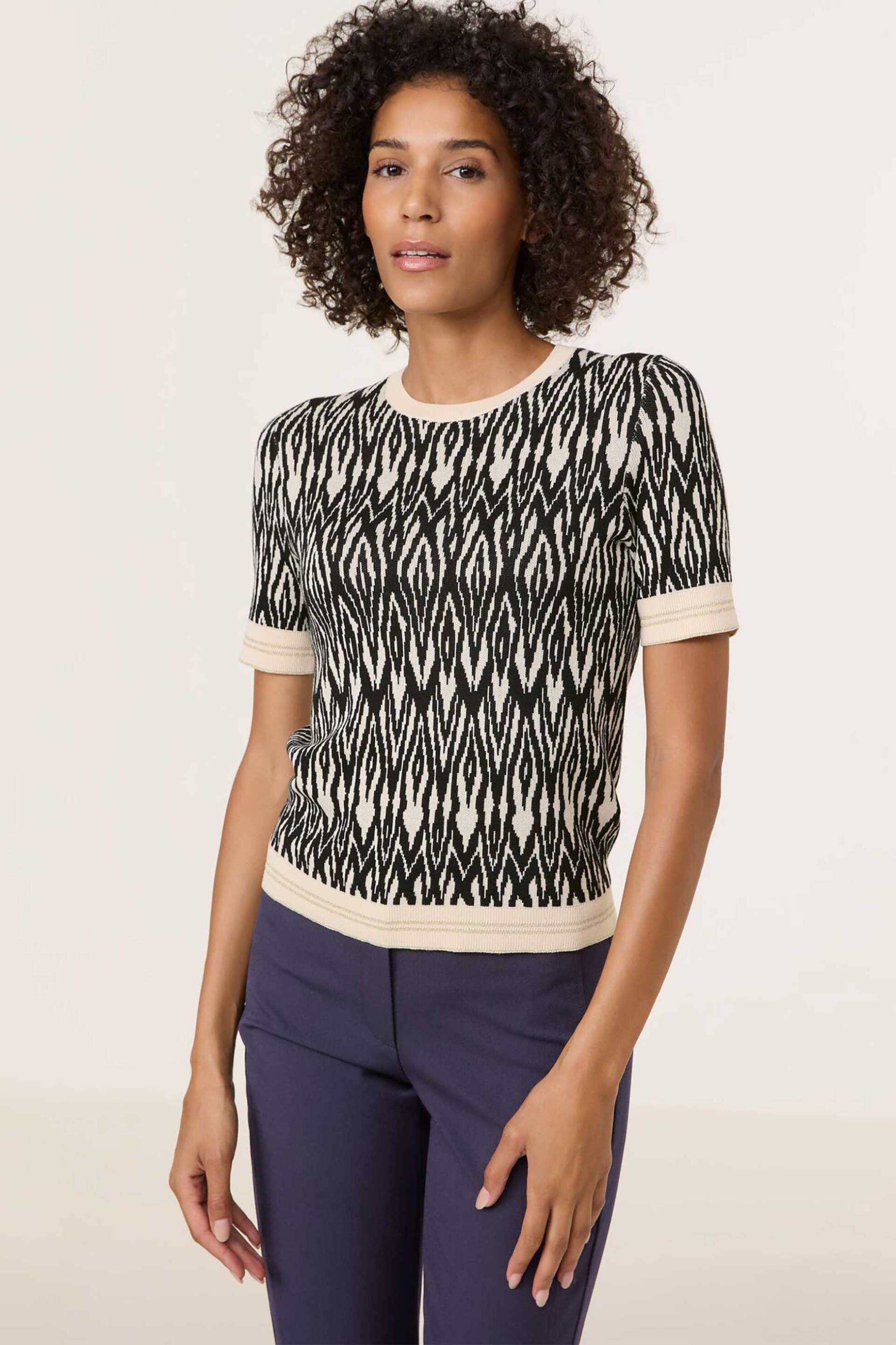 GERRY WEBER Gerry Weber γυναικεία πλεκτή μπλούζα με print - 370502-44705 Μπεζ 2025