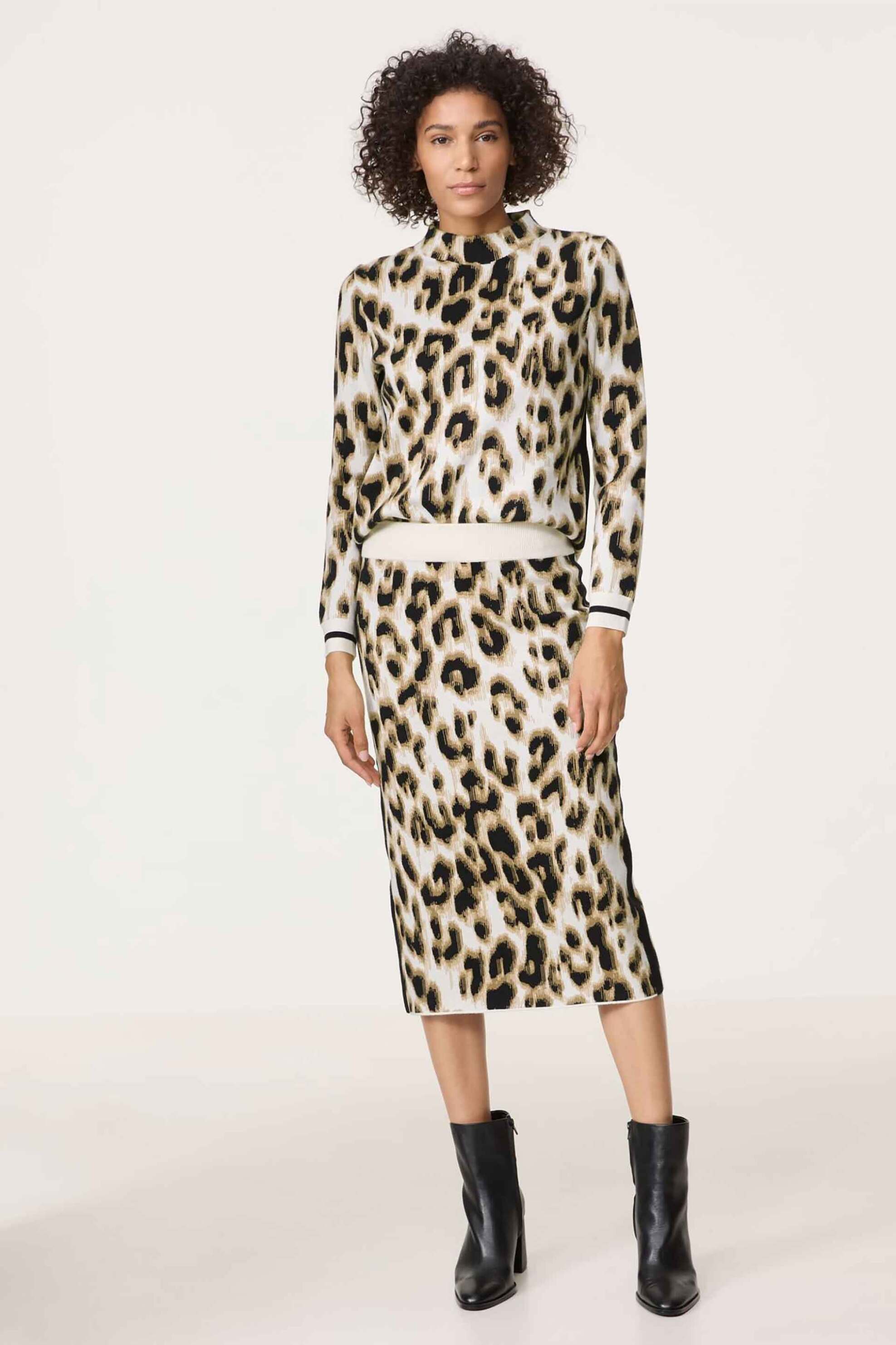 GERRY WEBER Gerry Weber γυναικεία midi φούστα με leopard print - 410101-35711 Μπεζ 2025