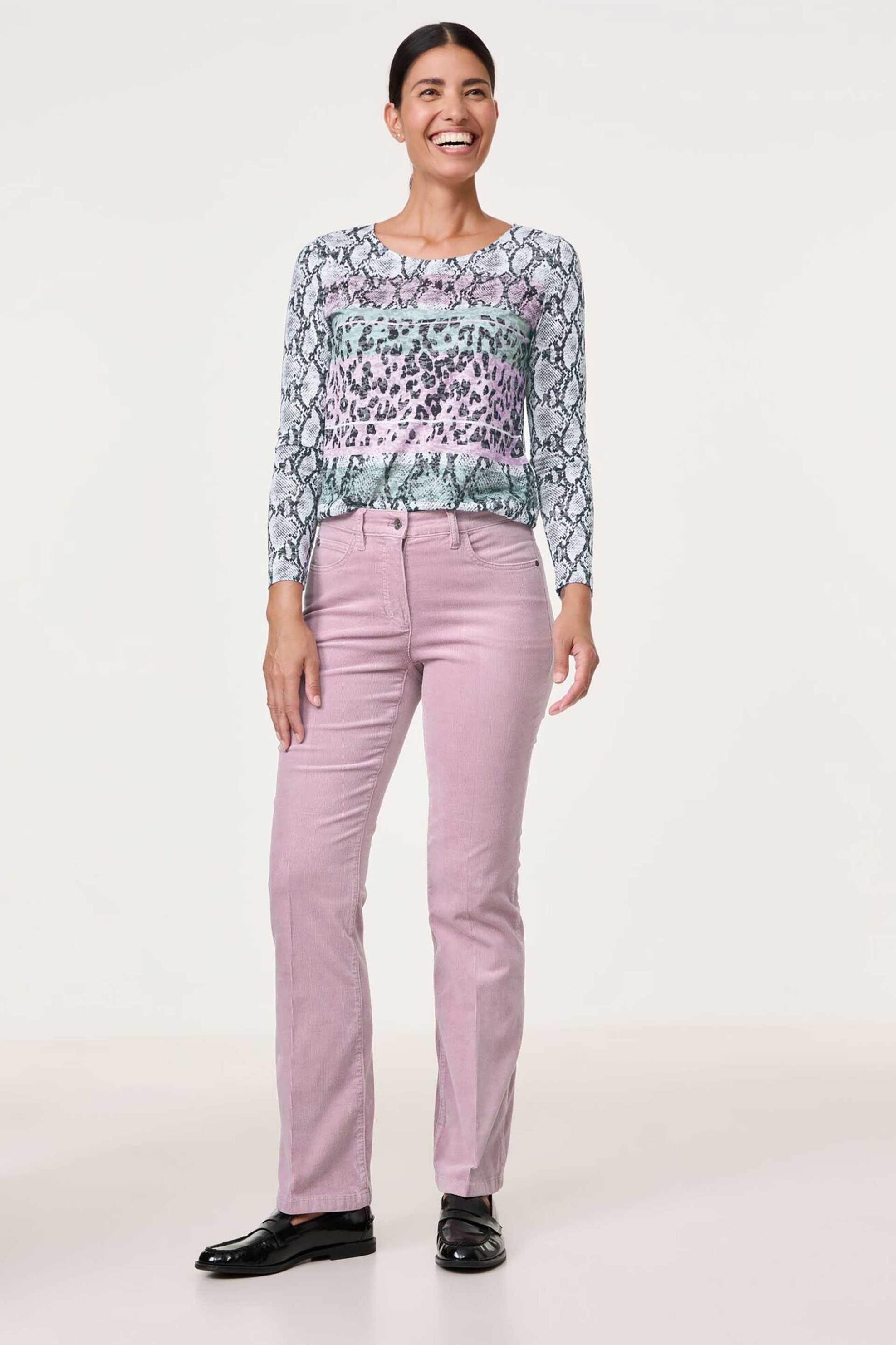 GERRY WEBER Gerry Weber γυναικείο ψηλόμεσο παντελόνι κοτλέ Flared Fit - 322057-66243 Ροζ 2025