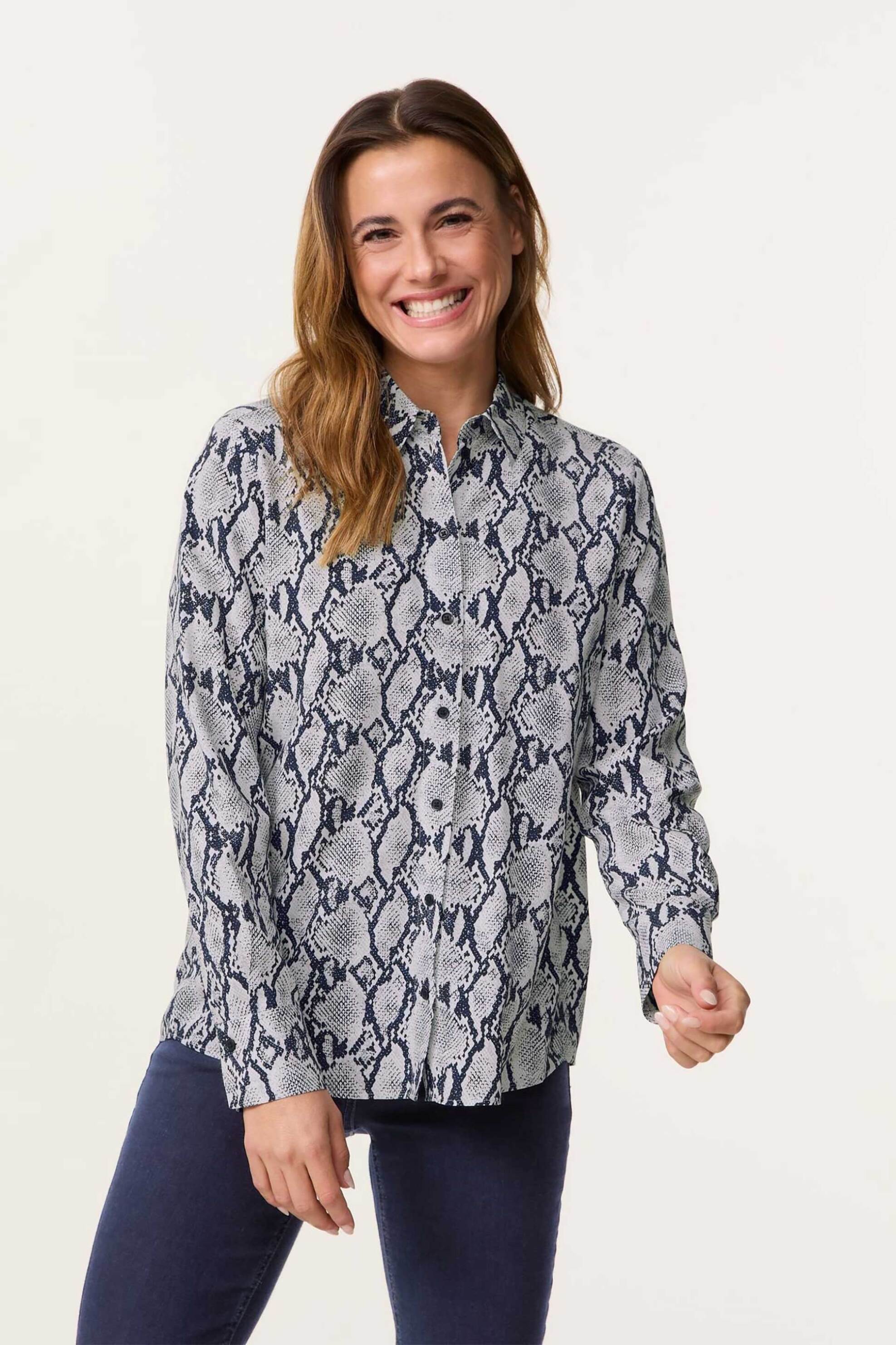 GERRY WEBER Gerry Weber γυναικείο πουκάμισο με print - 360016-66418 Μπλε 2025