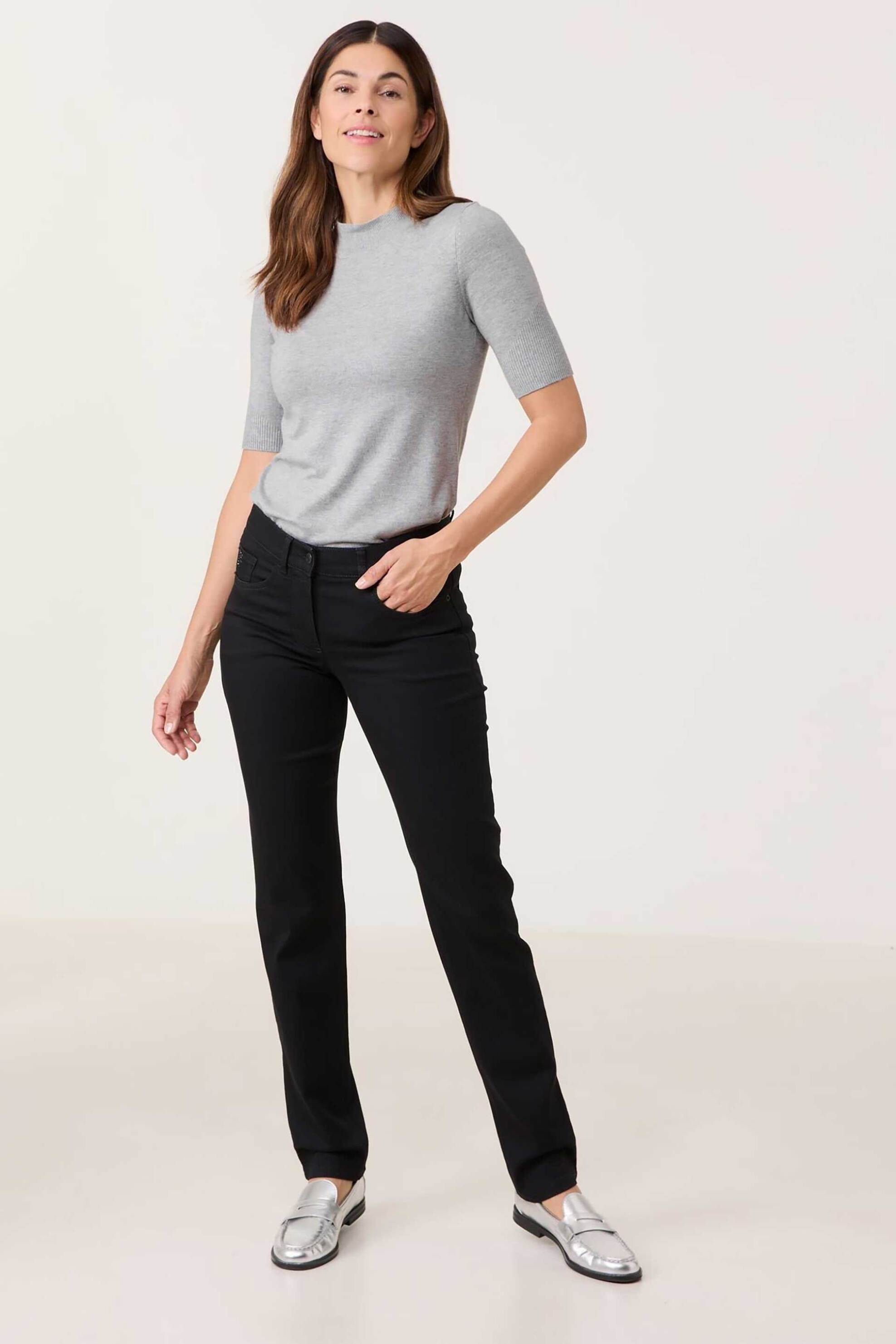 GERRY WEBER Gerry Weber γυναικείο μονόχρωμο παντελόνι denim Slim fit - 322087-66888 Μαύρο 2025