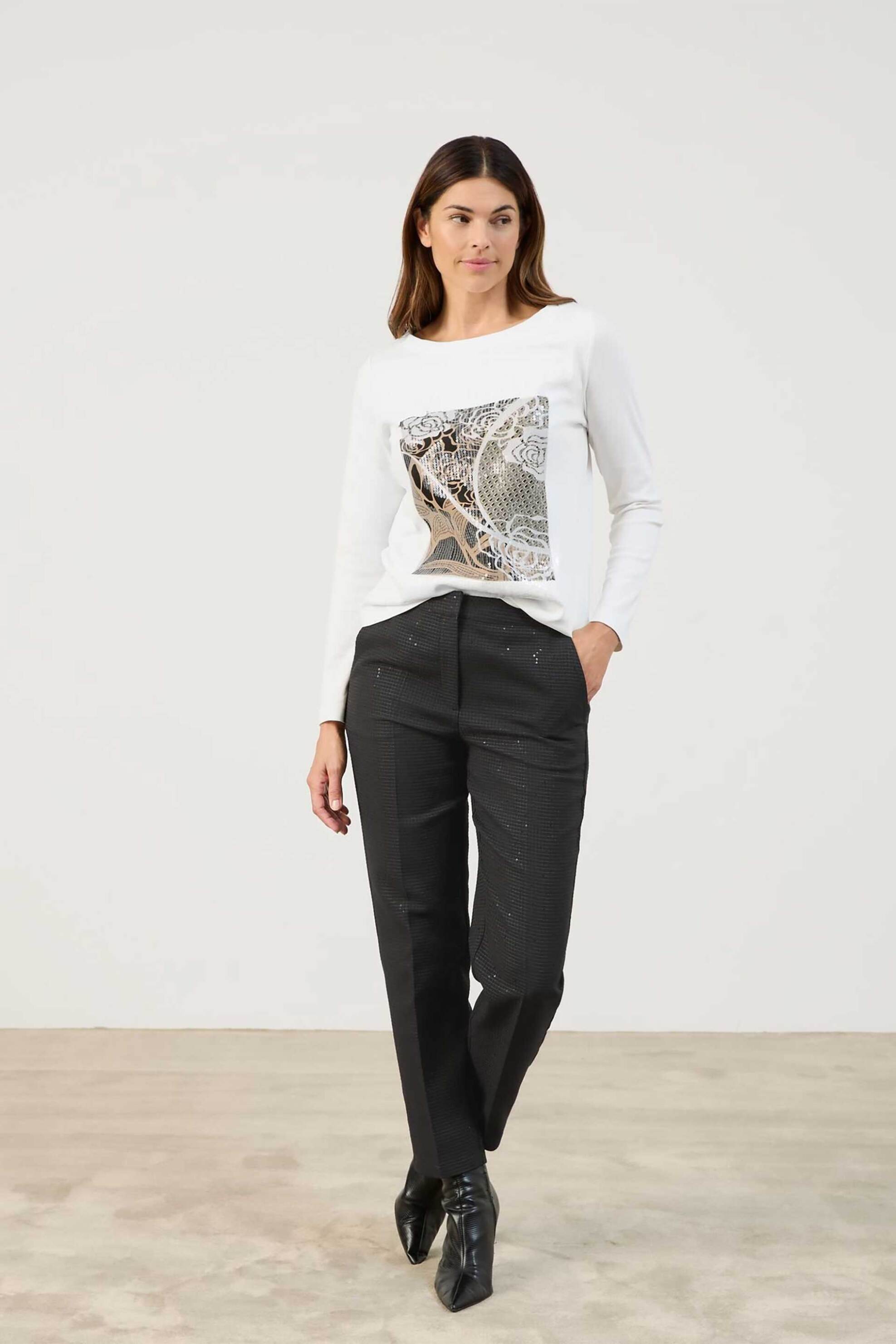 GERRY WEBER Gerry Weber γυναικείο ψηλόμεσο παντελόνι με παγιέτα - 420029-31288 Μαύρο 2025