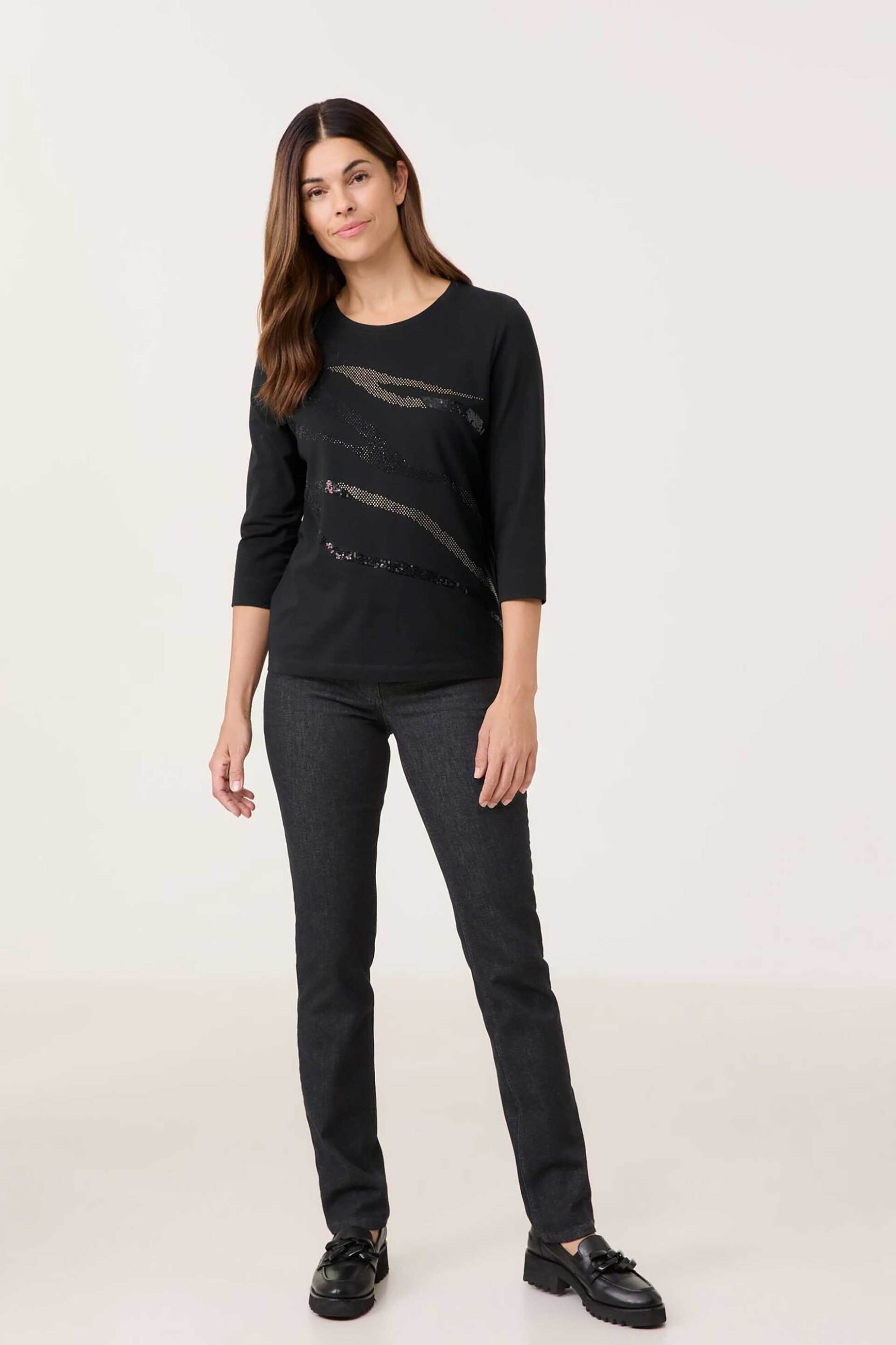 GERRY WEBER Gerry Weber γυναικεία μπλούζα με στρας - 370080-44030 Μαύρο 2025