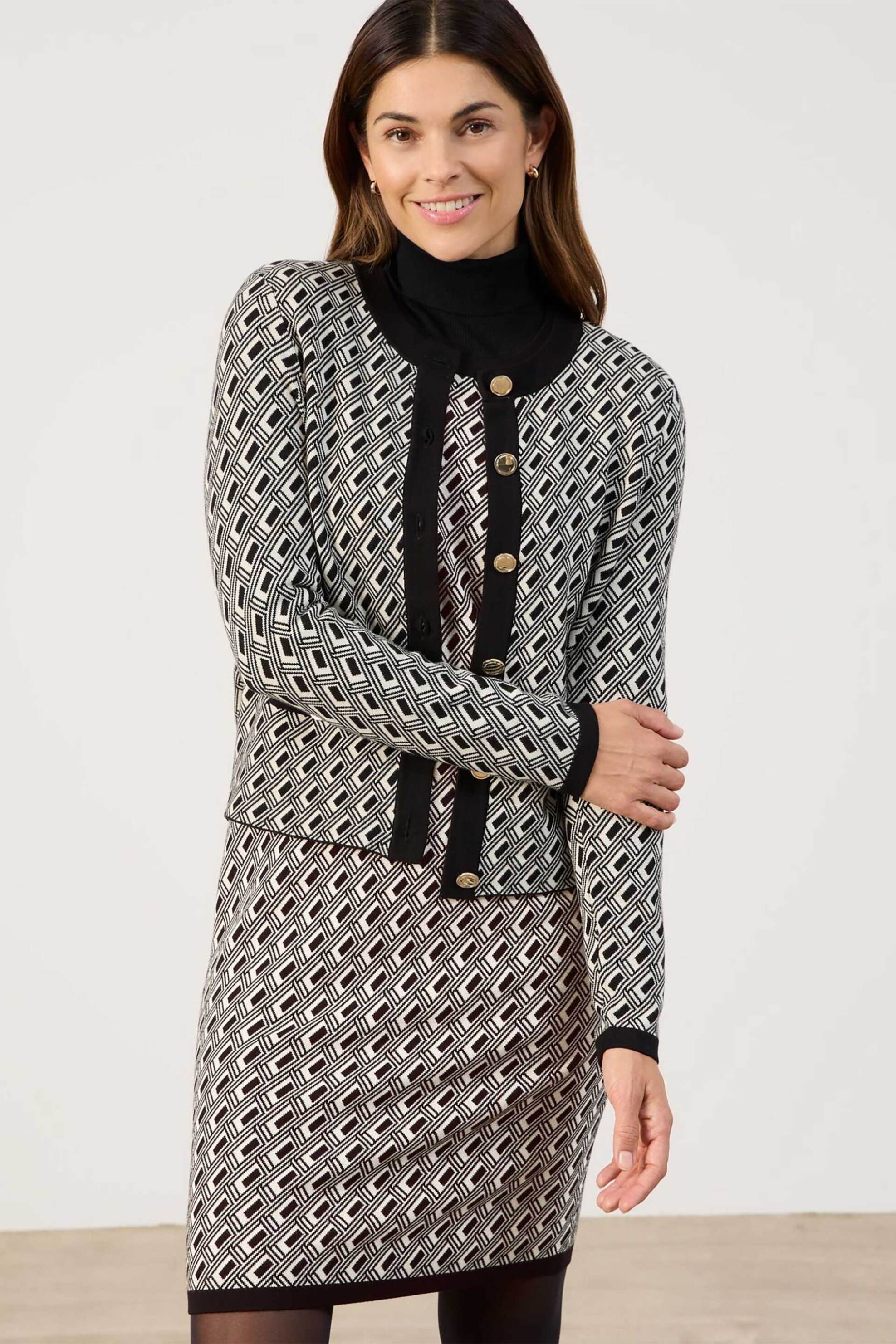 GERRY WEBER Gerry Weber γυναικεία πλεκτή ζακέτα με print - 430134-35714 Μαύρο 2025