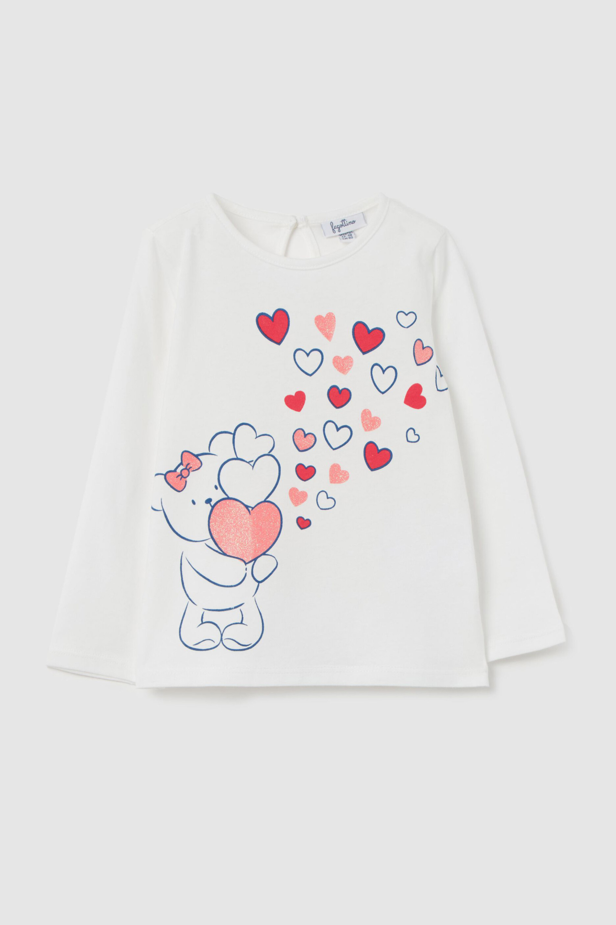 OVS KIDS OVS βρεφική μπλούζα με teddy bears και hearts print - 002099309 Λευκό