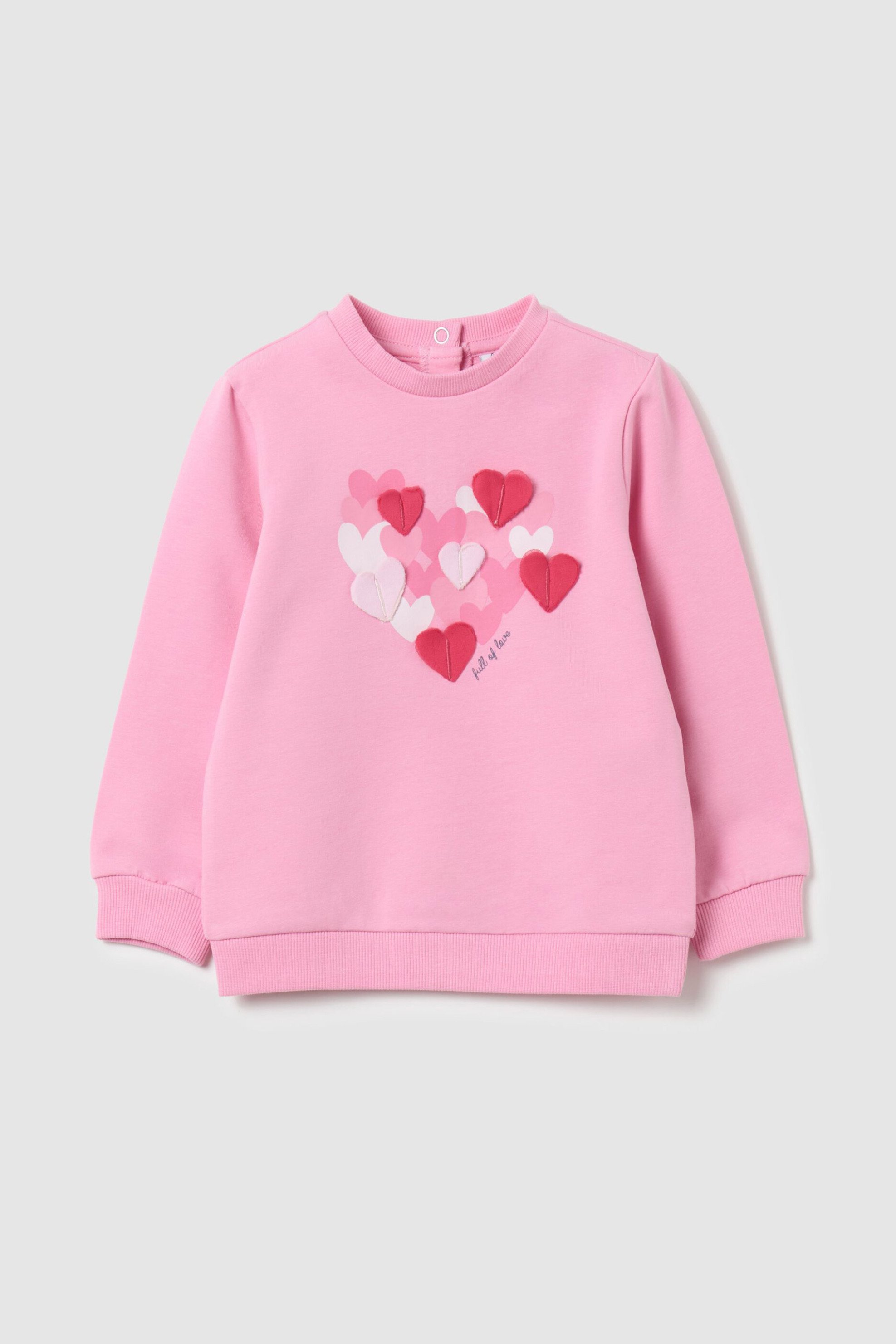 OVS KIDS OVS βρεφική μπλούζα φούτερ με hearts print - 002109550 Ροζ