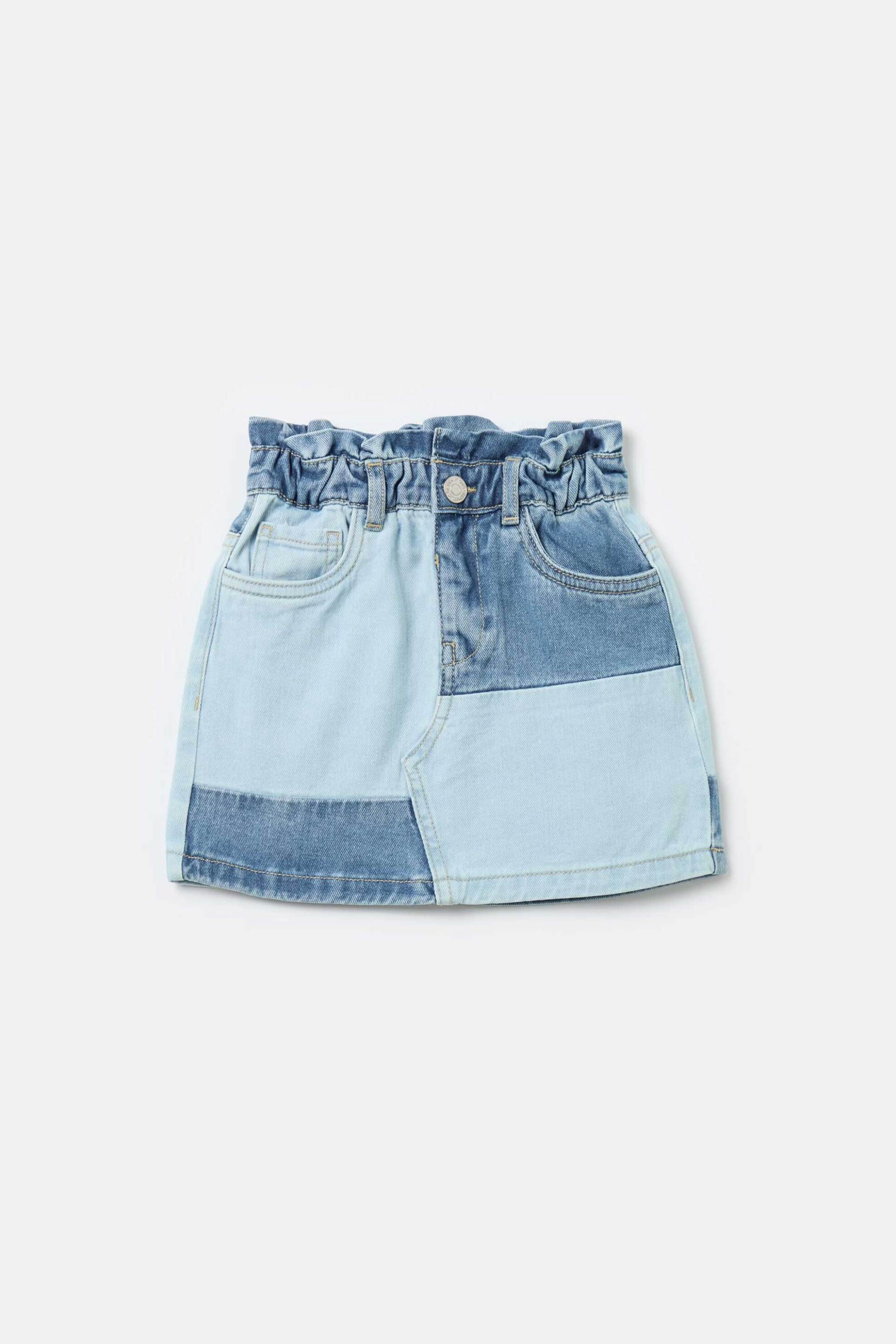 OVS KIDS OVS παιδική βαμβακερή denim φούστα πεντάτσεπη με ελαστική μέση και contrast σχέδιο - 002093699