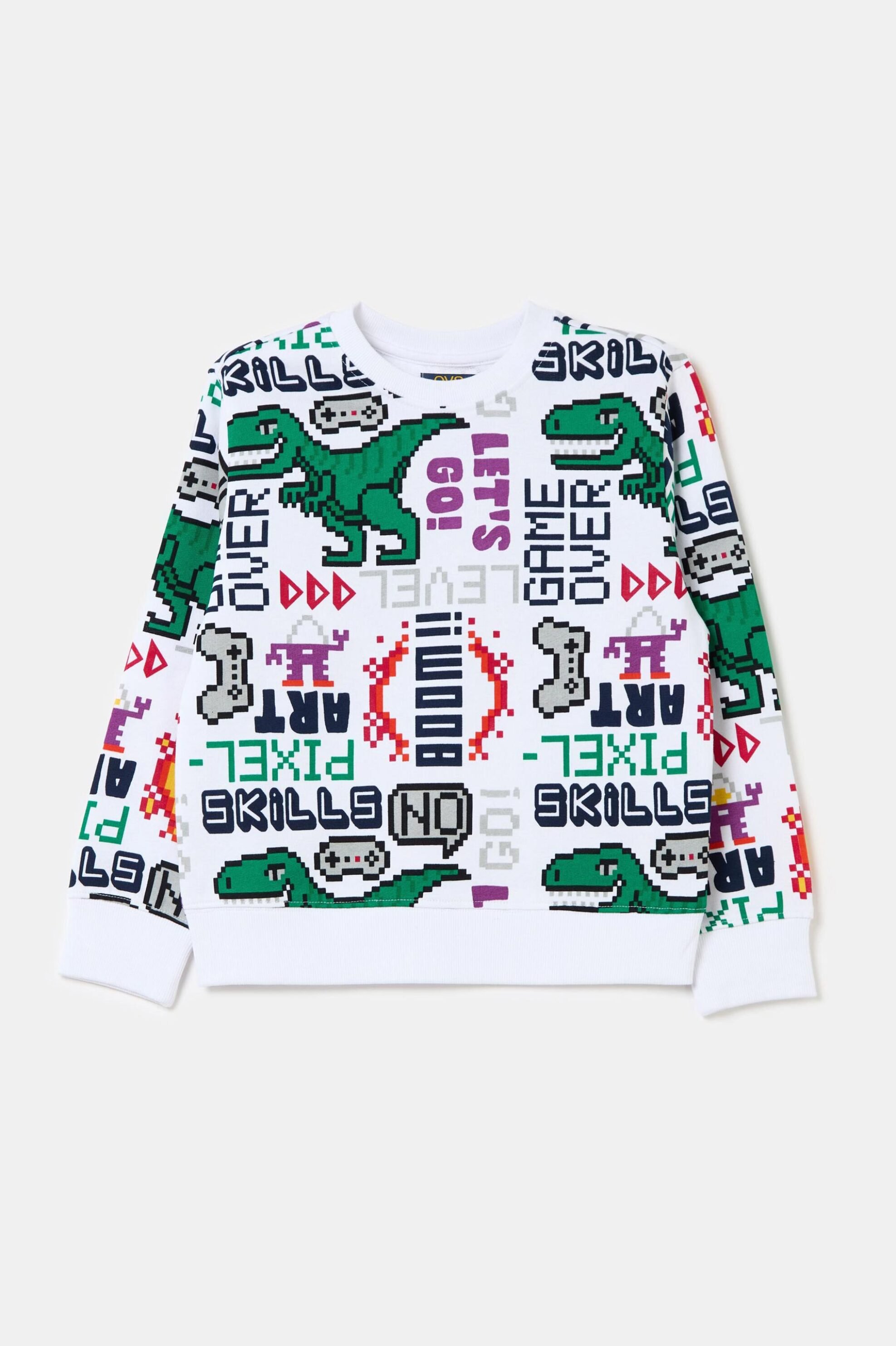 OVS KIDS OVS παιδική μπλούζα φούτερ με gaming dinosaur print Regular Fit - 002092421 Λευκό