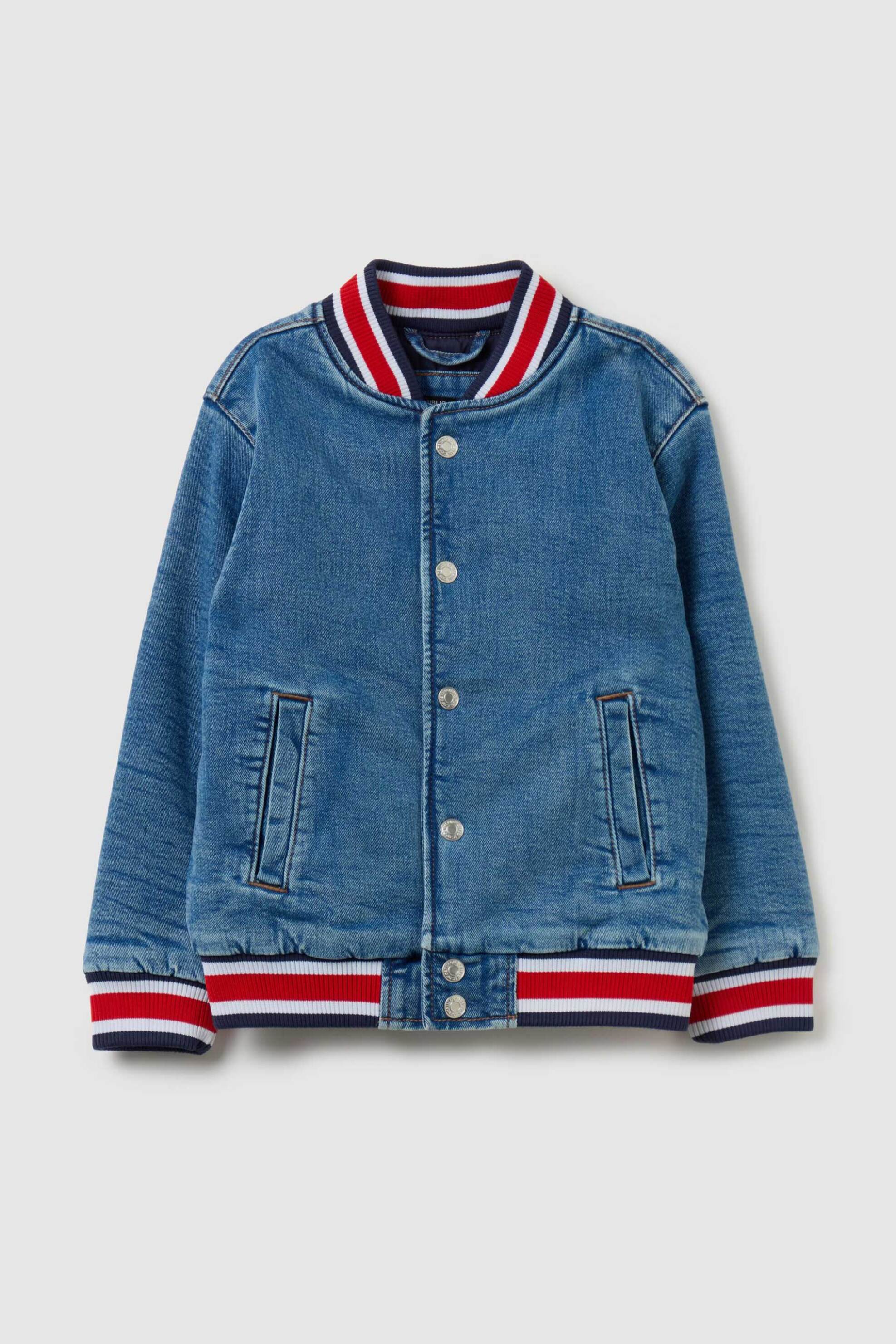 OVS KIDS OVS παιδικό βαβμακερό denim jacket με κλιπς και contrast ριγέ ribbed τελείωμα - 002072789