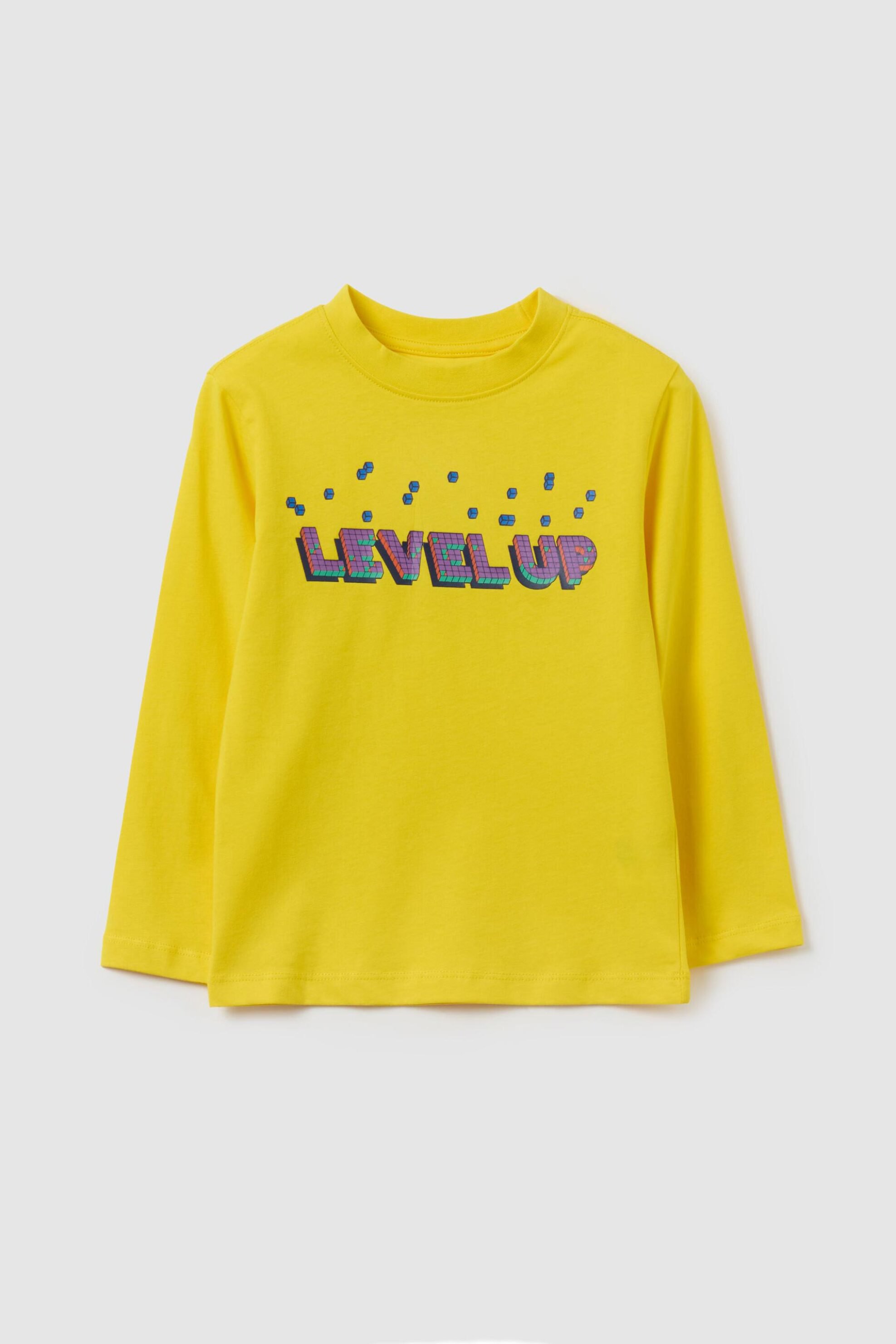 OVS KIDS OVS παιδική μπλούζα με Pixel-style lettering print Regular Fit - 002092400 Κίτρινο