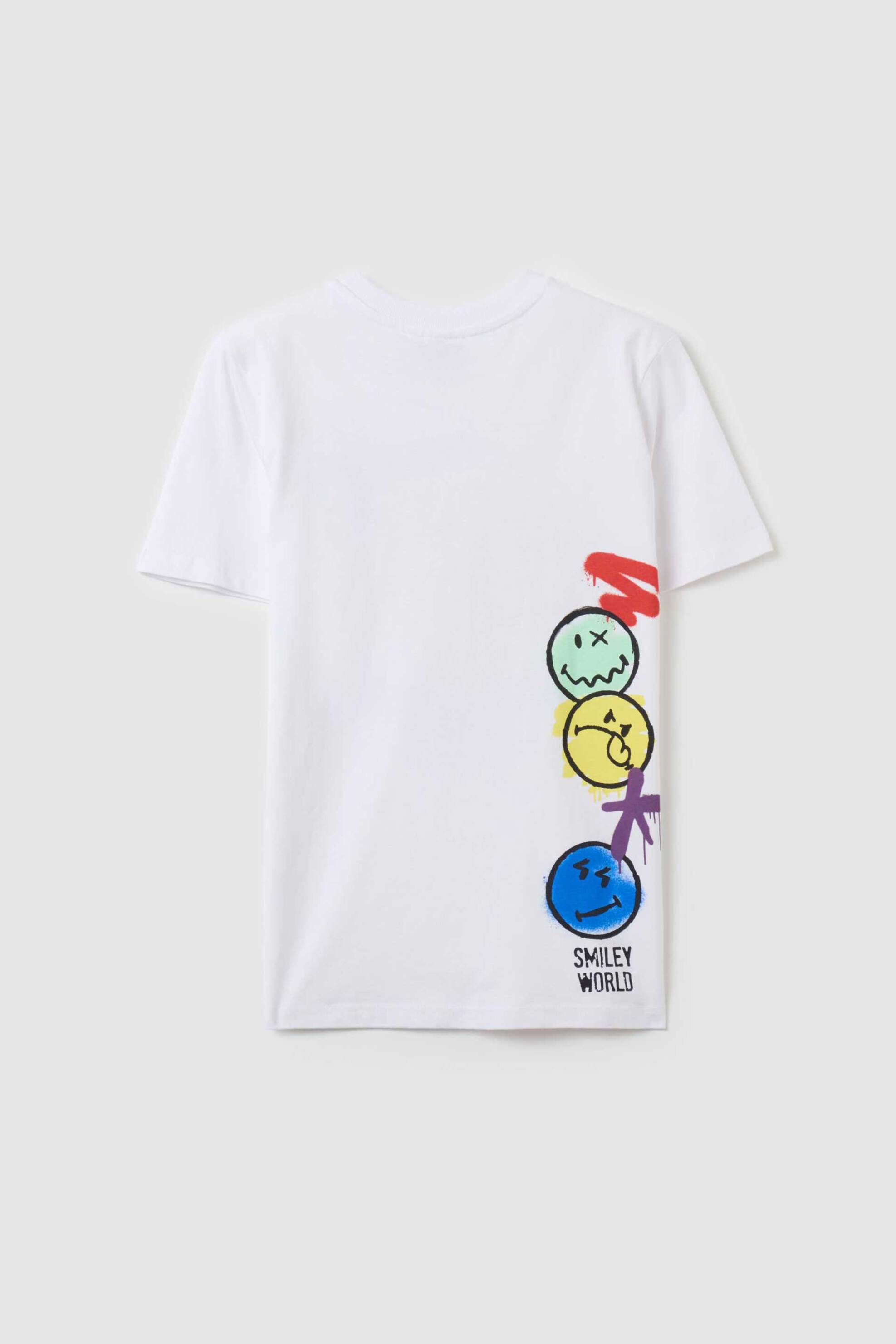 OVS παιδικό βαμβακερό T-shirt με prints και lettering "SMILEYWORLD" - 002090541 Λευκό φωτογραφία