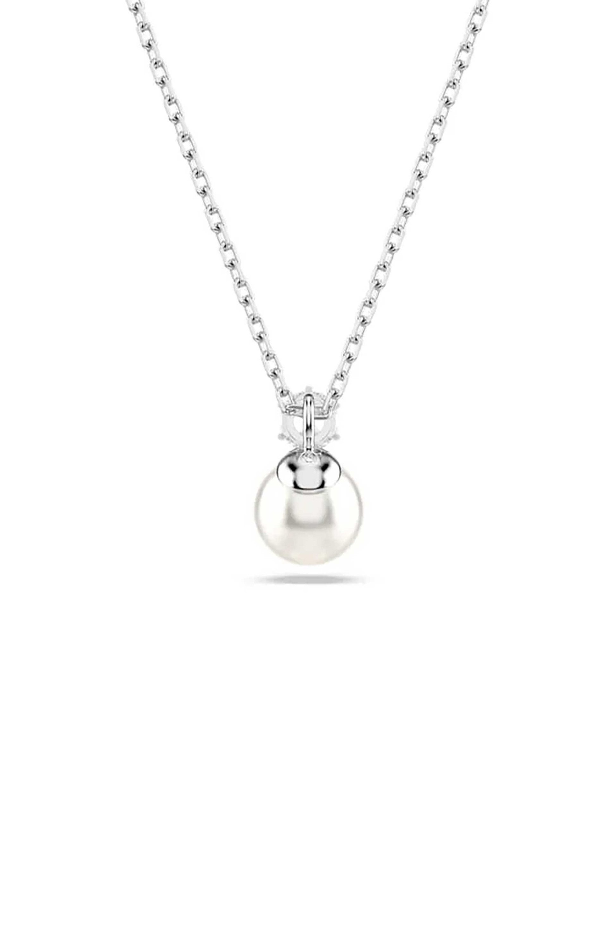  Swarovski γυναικείο μενταγιόν, crystal pearl, στρογγυλή κοπή, λευκό, επιμετάλλωση ροδίου 