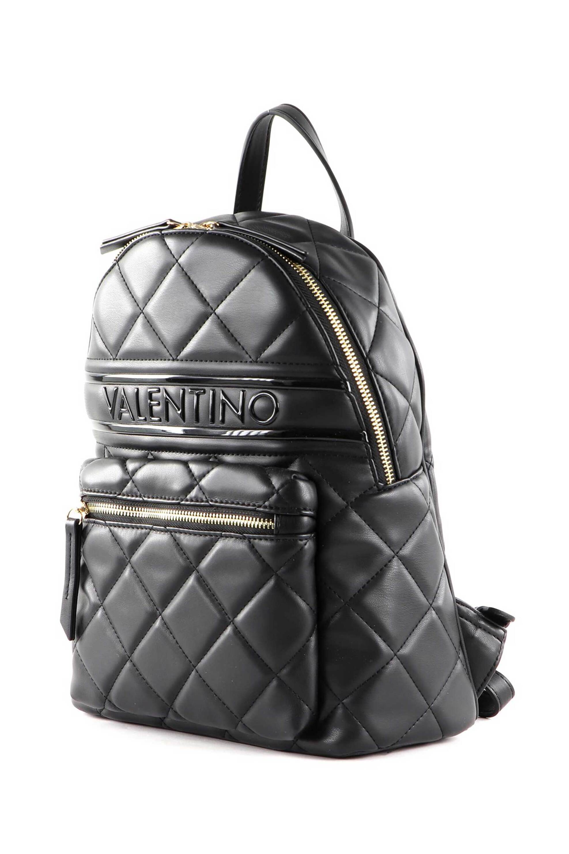 Valentino γυναικείο backpack μονόχρωμο με καπιτονέ σχέδιο και μεταλλικό λογότυπο "Ada" - 86KVBS51O07/ADA Μαύρο φωτογραφία