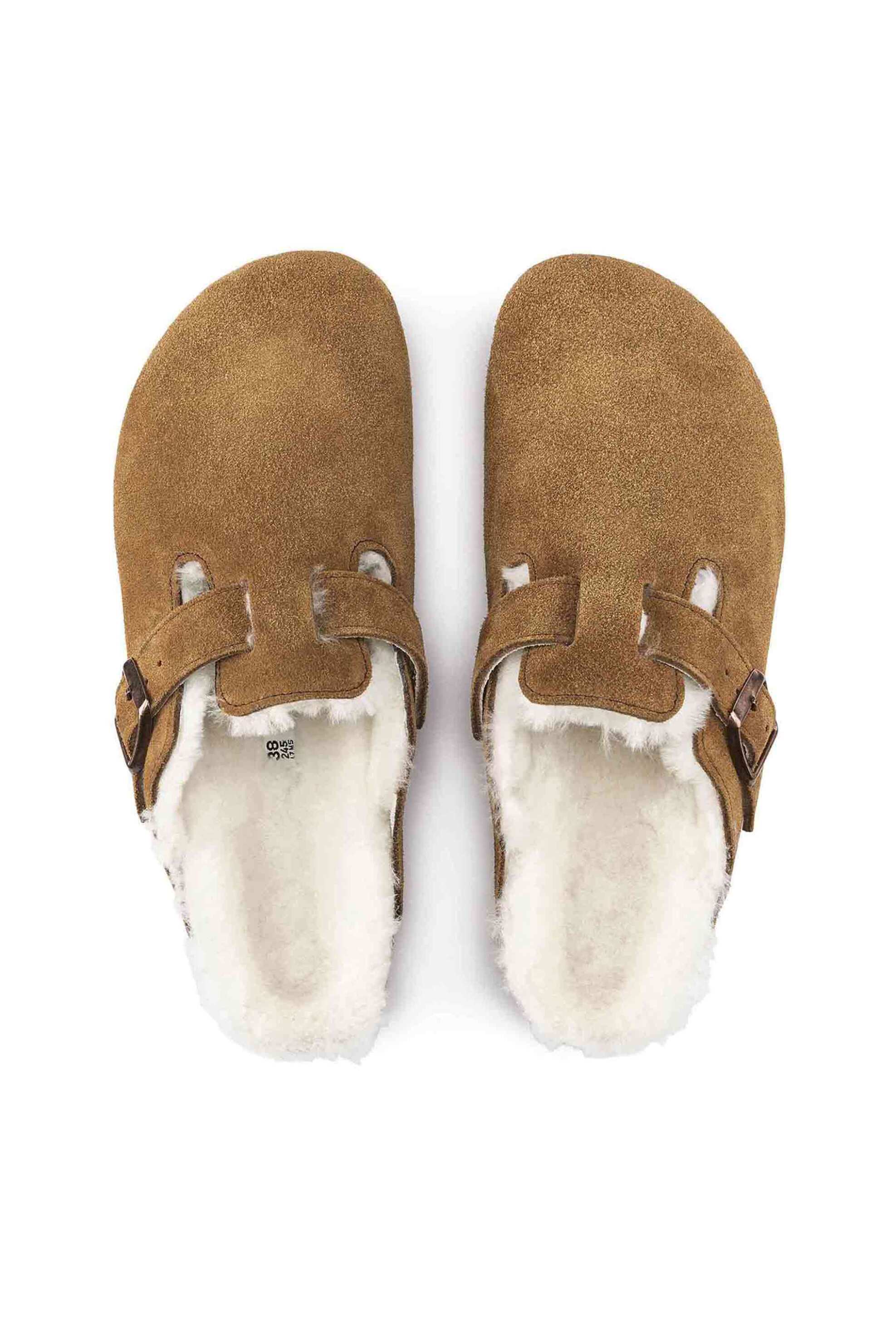 BIRKENSTOCK Birkenstock unisex σαγιονάρες μονόχρωμες με shearling επένδυση "Boston Classic" - 1001141003546 Καμηλό