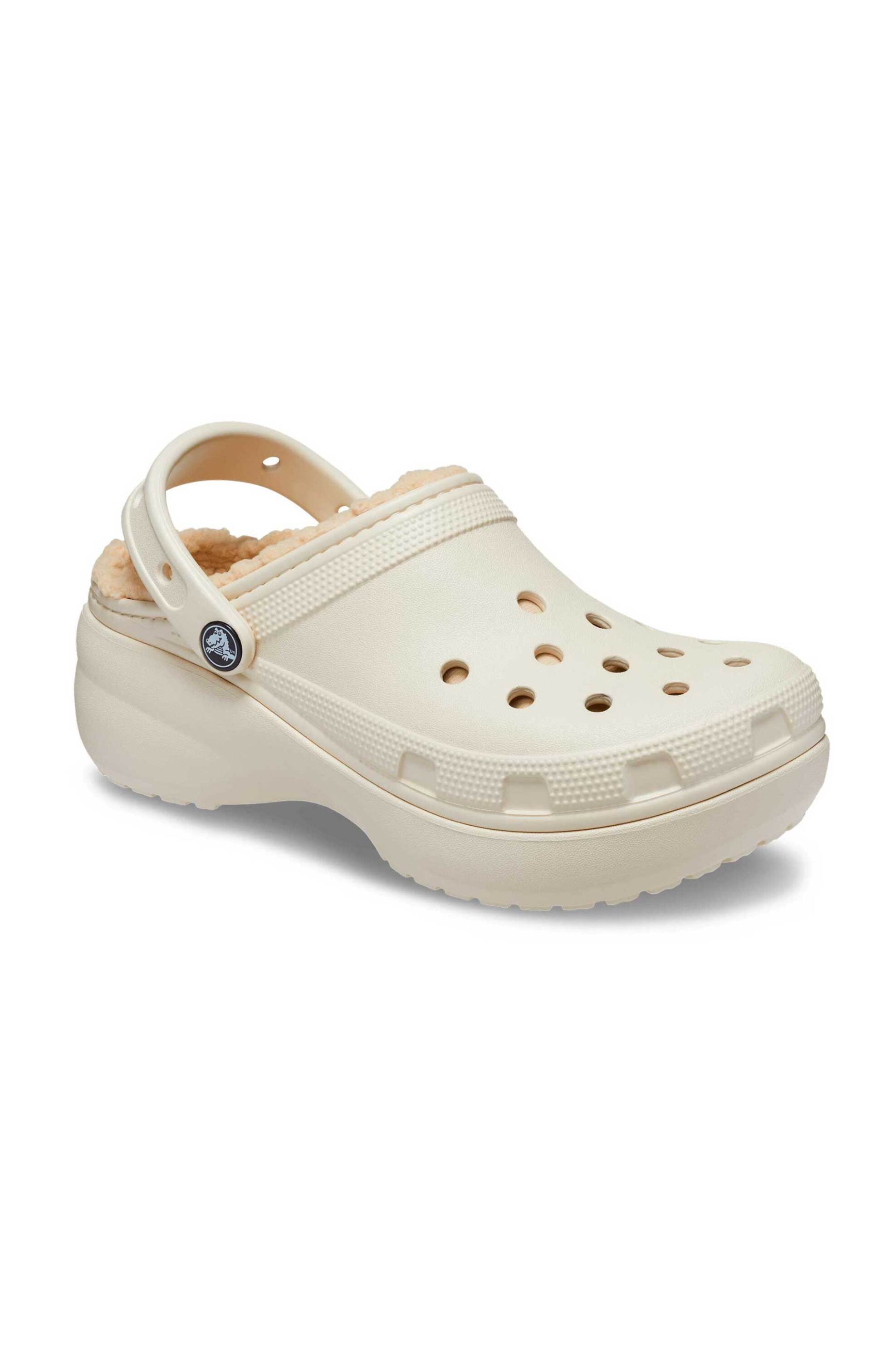 Crocs γυναικεία clogs με επένδυση από faux γούνα "Classic Lined" - E66047 Εκρού φωτογραφία