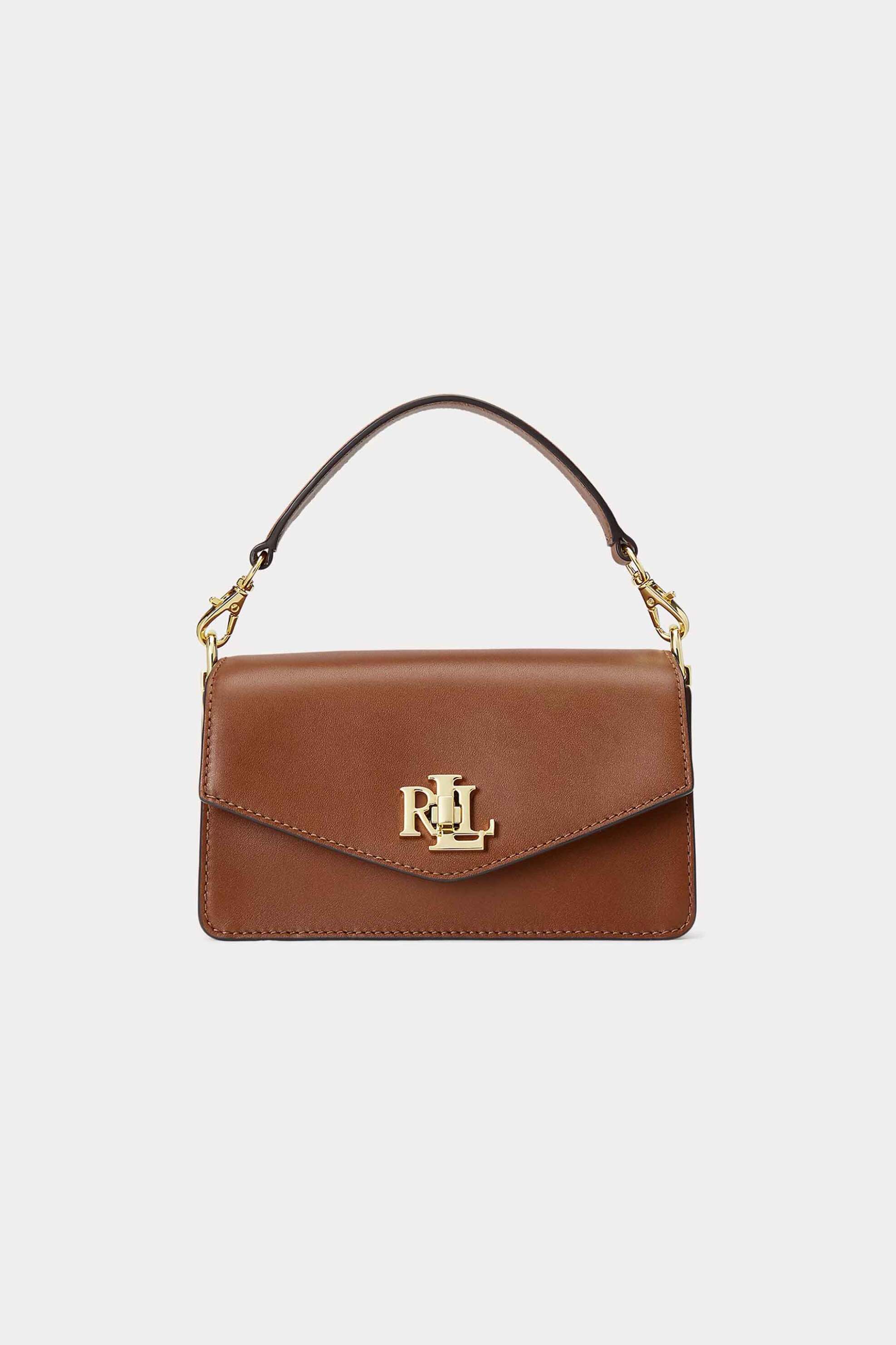 LAUREN RALPH LAUREN Lauren Ralph Lauren γυναικεία δερμάτινη τσάντα crossbody μονόχρωμη με σταμπωτό logo πίσω 