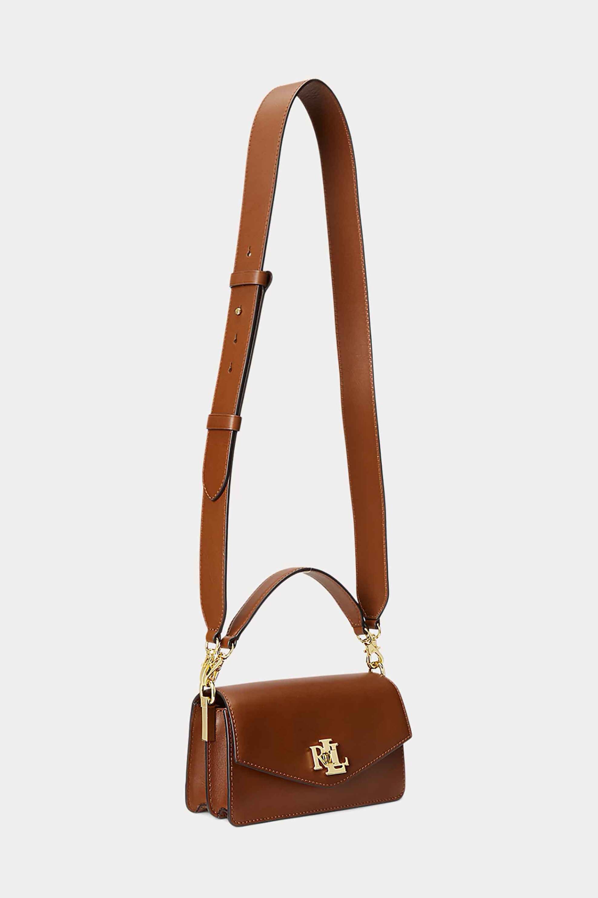 Lauren Ralph Lauren γυναικεία δερμάτινη τσάντα crossbody μονόχρωμη με σταμπωτό logo πίσω "Tayler Small" - 124-431876437/002 Ταμπά φωτογραφία