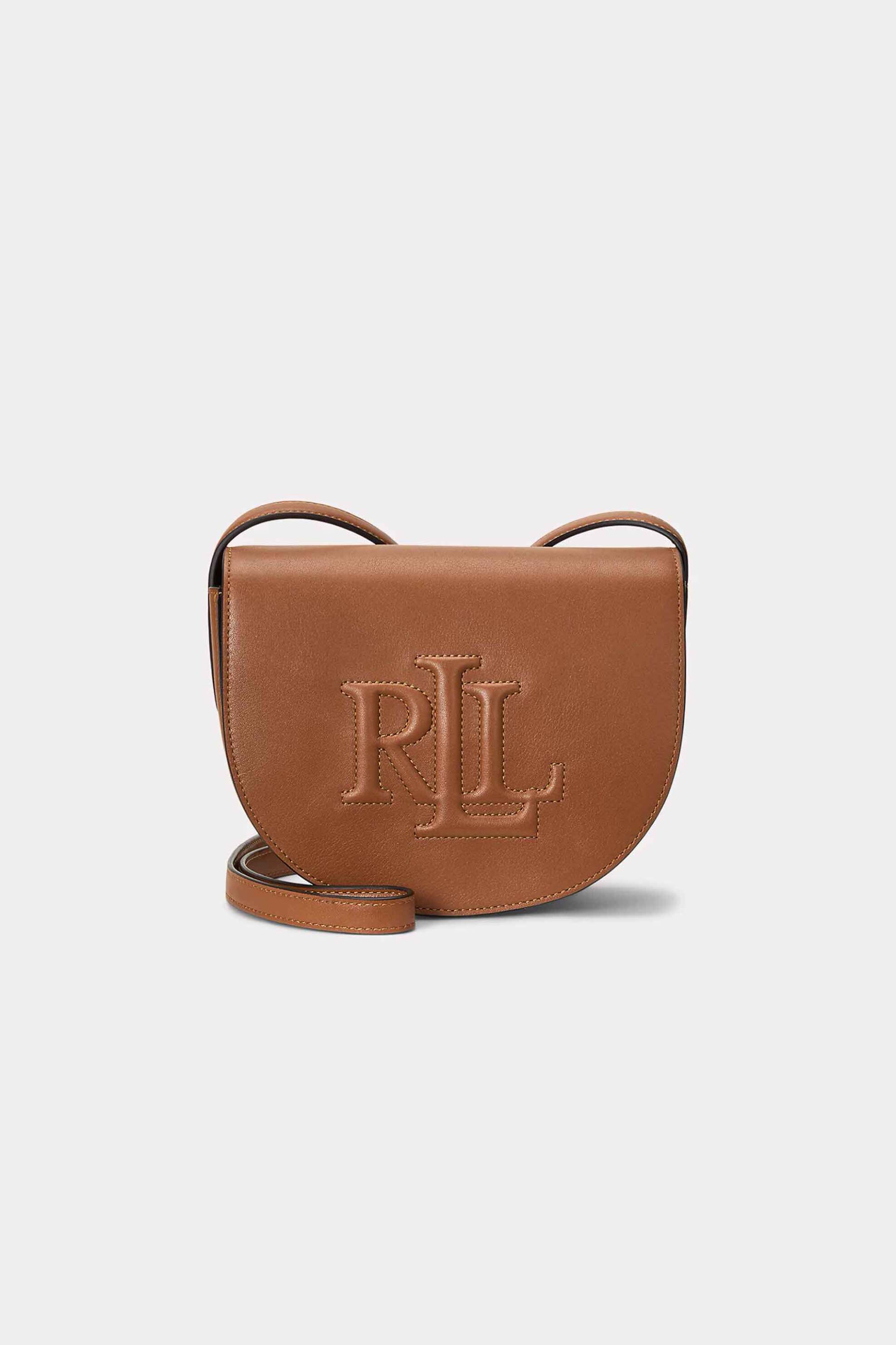 LAUREN RALPH LAUREN Lauren Ralph Lauren γυναικεία δερμάτινη τσάντα crossbody μονόχρωμη με ανάγλυφο λογότυπο 