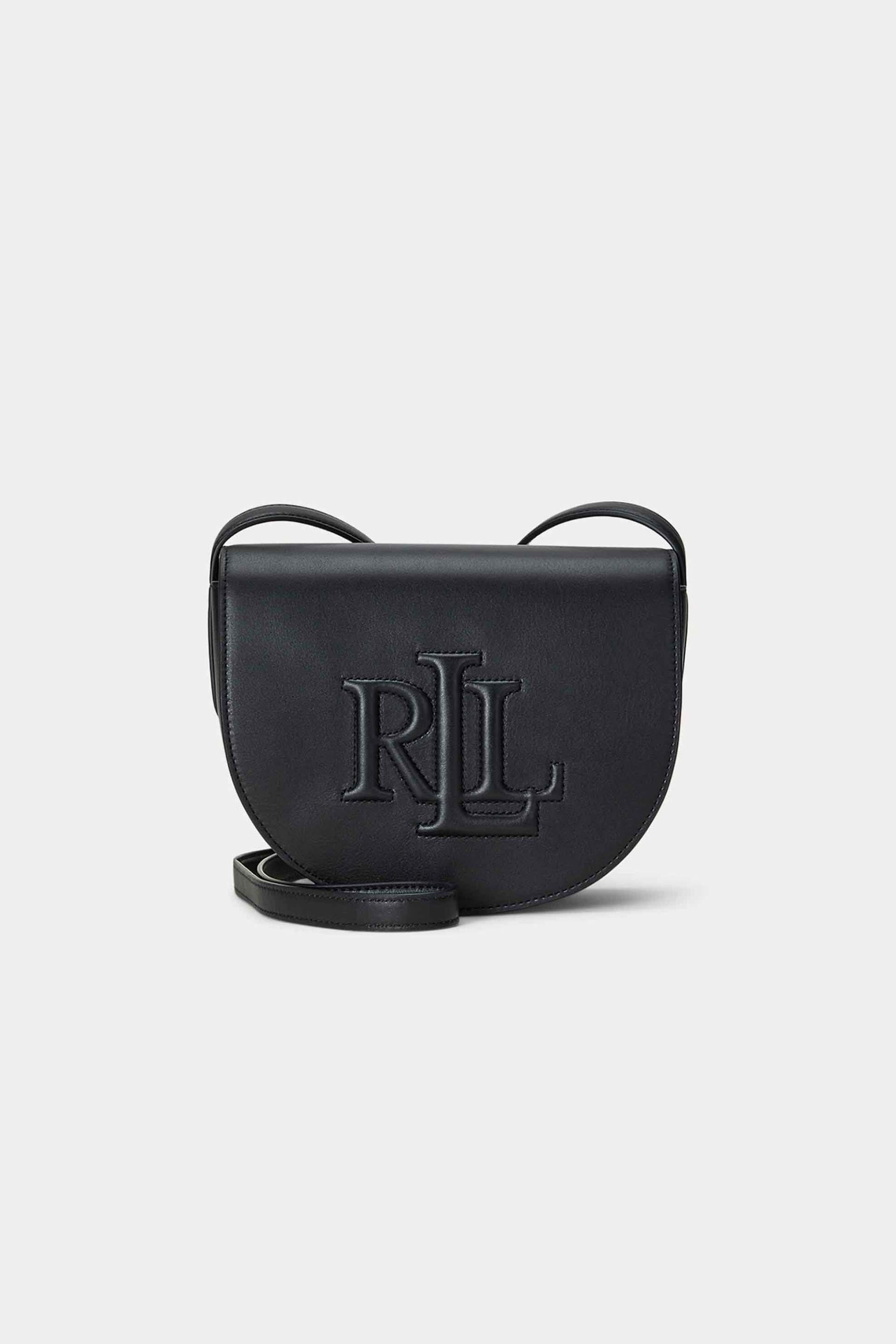 LAUREN RALPH LAUREN Lauren Ralph Lauren γυναικεία δερμάτινη τσάντα crossbody μονόχρωμη με ανάγλυφο λογότυπο 